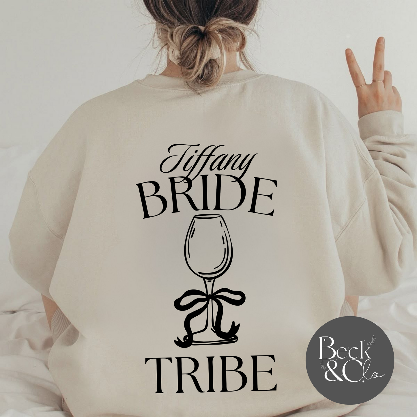 Personalised Bride Tribe Ribbon Glass Sweater Beck & Clo Design