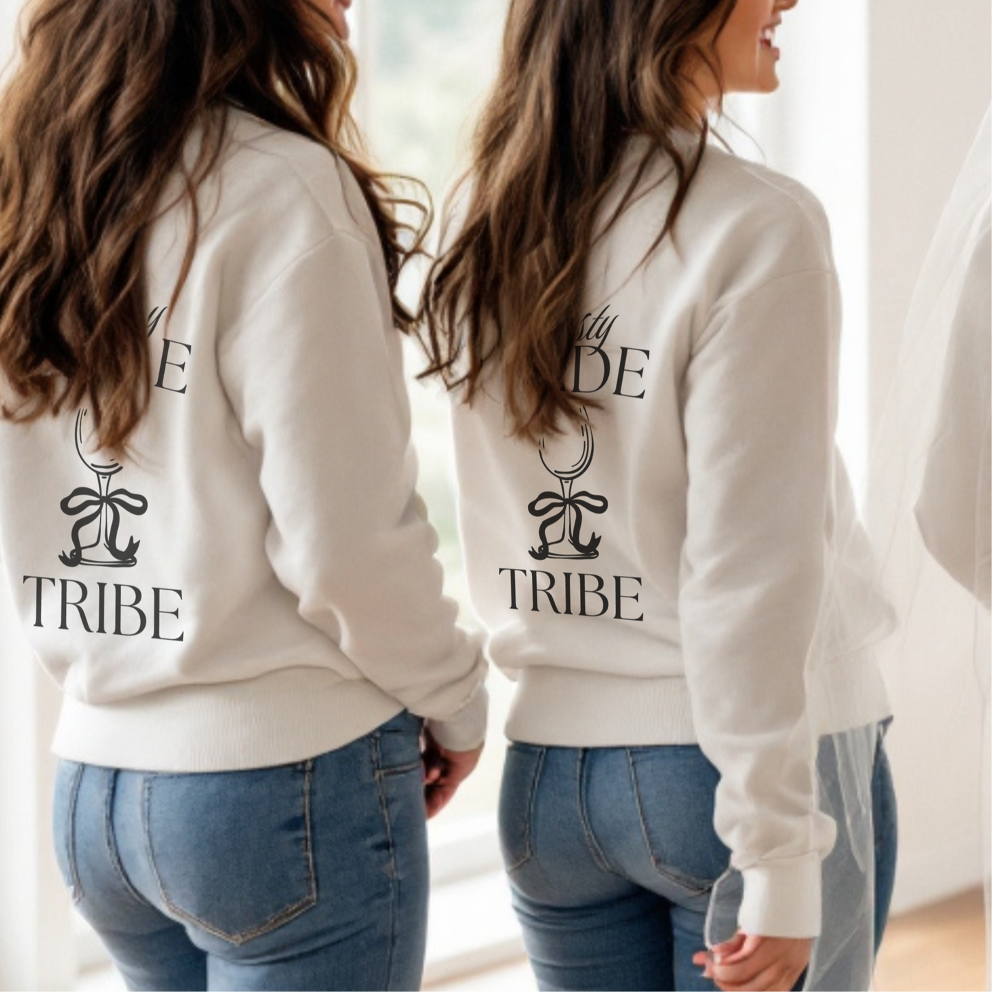 Personalised Bride Tribe Ribbon Glass Sweater Beck & Clo Design