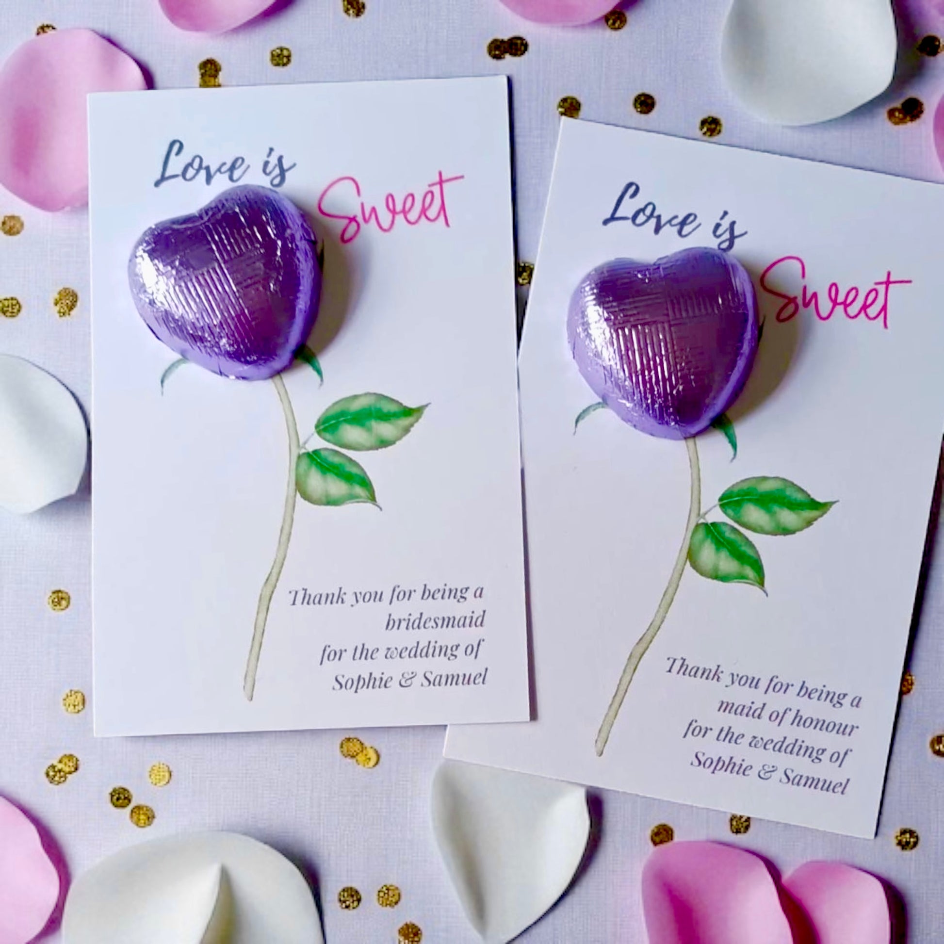 Love is sweet Chocolate Heart Rose Card - Favours, Gifts