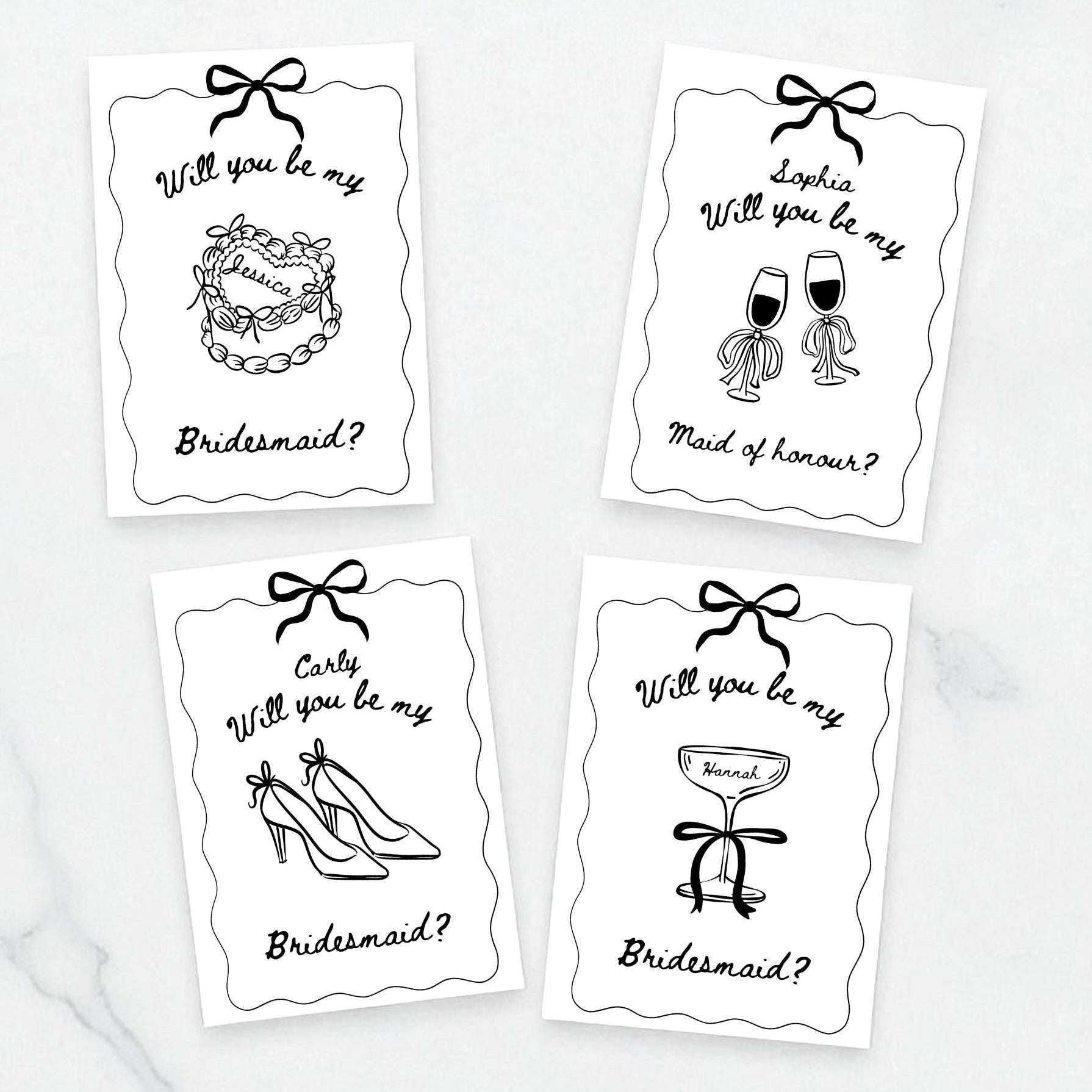 Bridesmaid Doodle Proposal Post Card