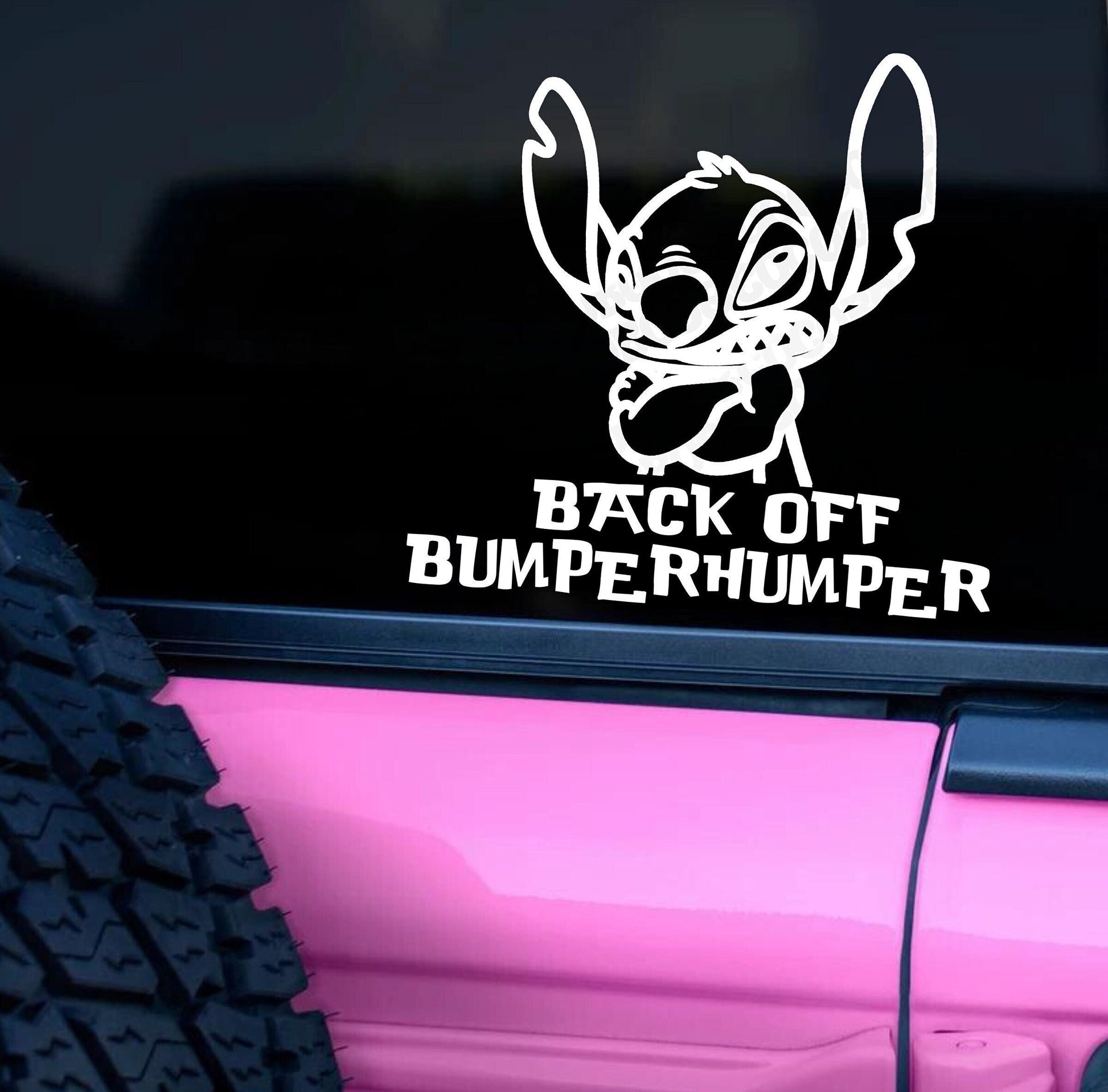 Funny Car Sticker | Stitch Bumper Humper Funny Car Sticker | Car Sticker | Colour Options 6 inches | Cute Car Sticker