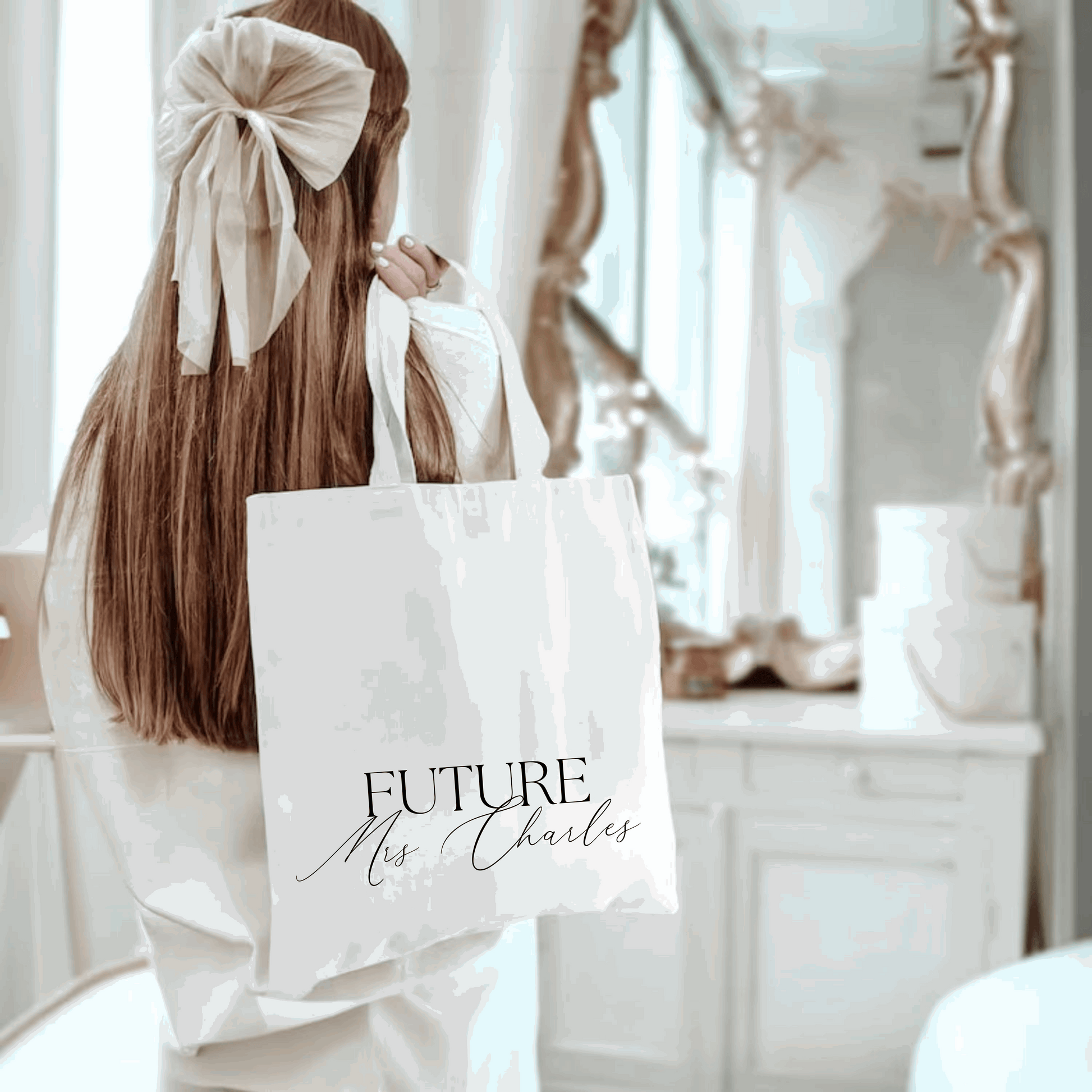 Personalised Wedding Tote Bag – “Future Mrs / Bridesmaid Role” – 40x40cm Wedding Design