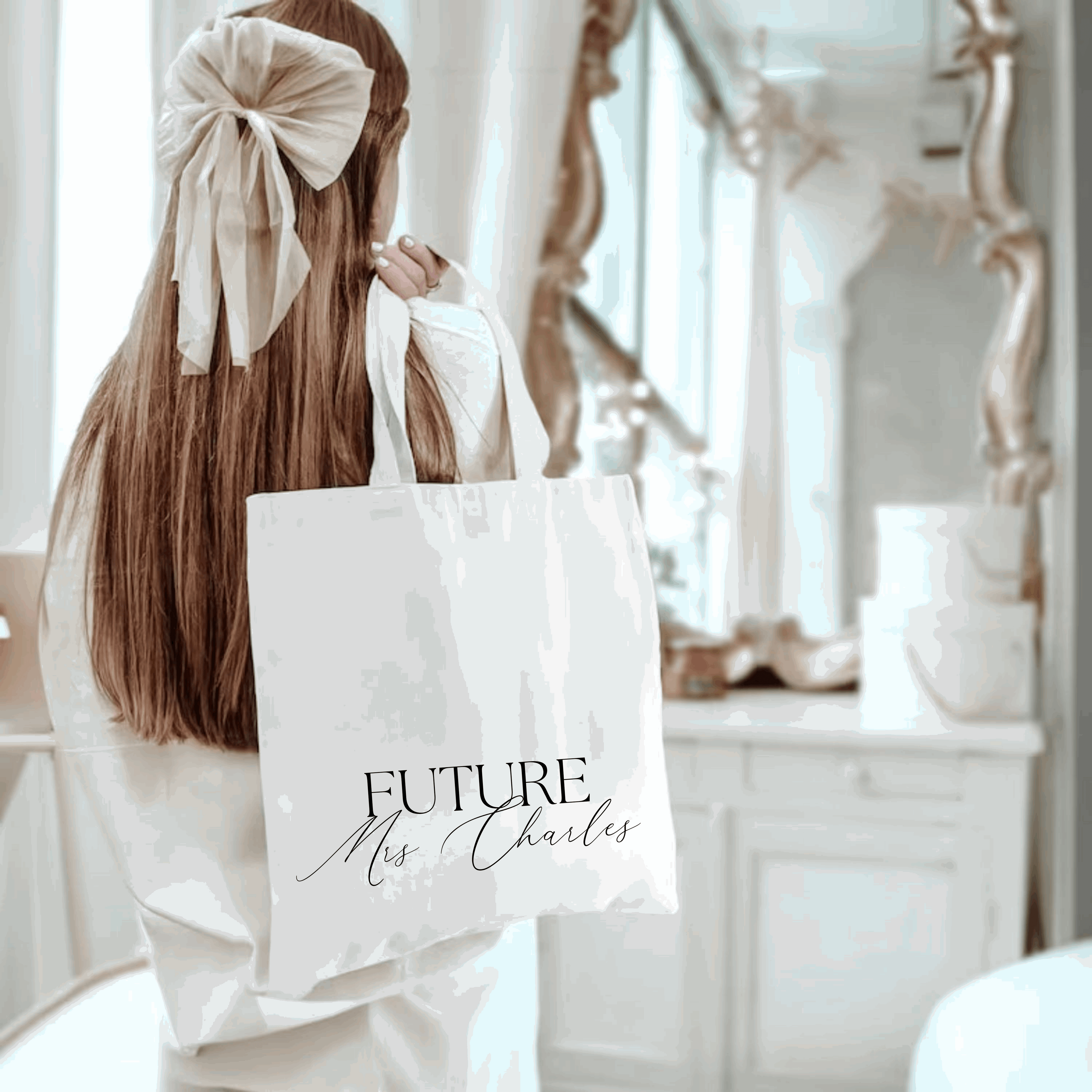 Personalised Wedding Tote Bag – “Future Mrs / Bridesmaid Role” – 40x40cm Wedding Design