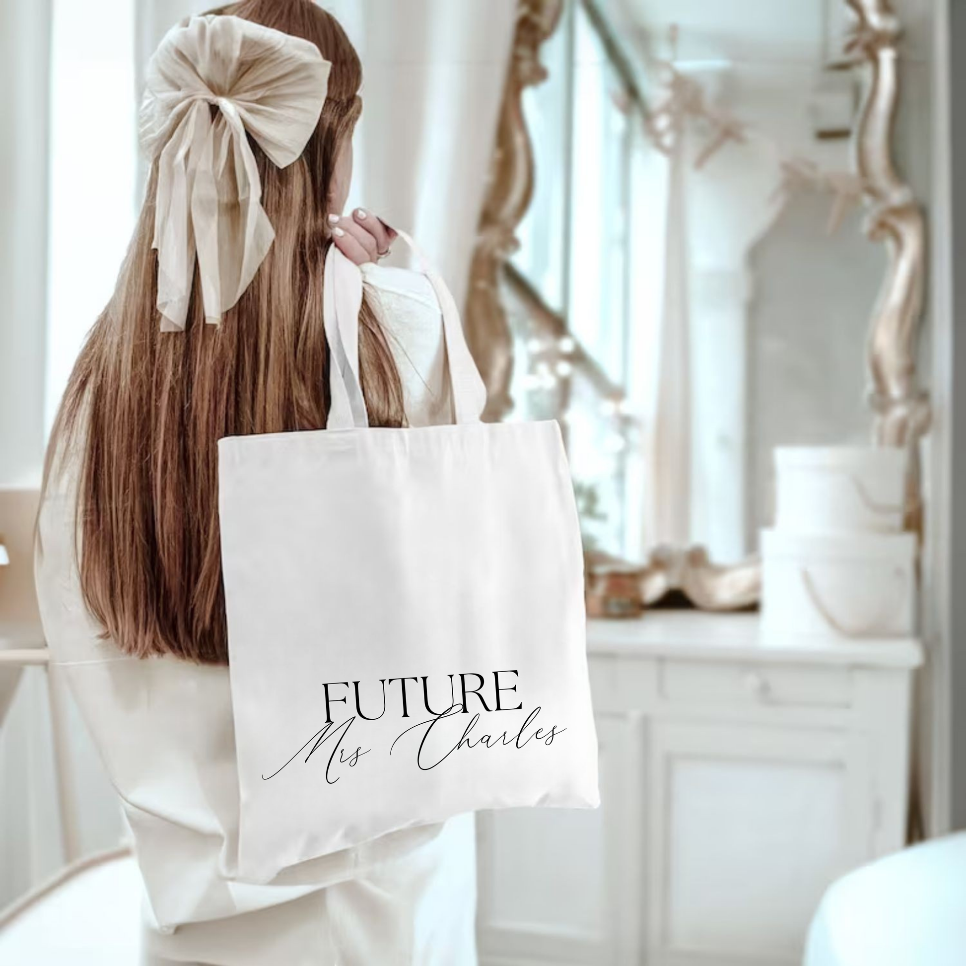 Personalised Wedding Tote Bag – “Future Mrs / Bridesmaid Role” – 40x40cm Wedding Design