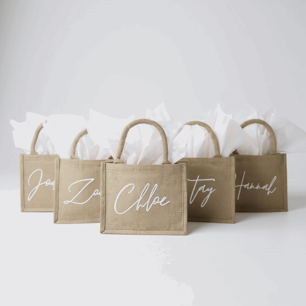 Personalised Natural Jute Midi Tote Bag – 30x30x19 cm