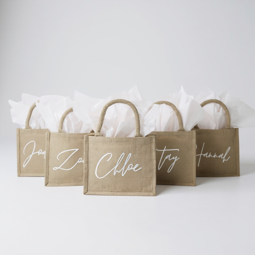 Personalised Natural Jute Midi Tote Bag – 30x30x19 cm