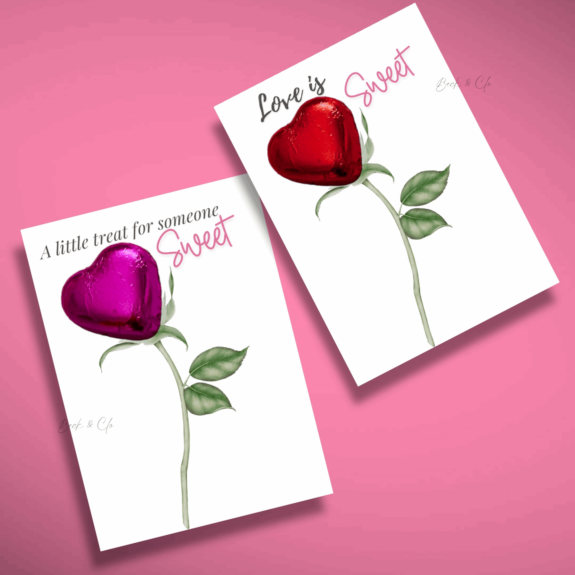 Love is sweet Chocolate Heart Rose Card - Favours, Gifts