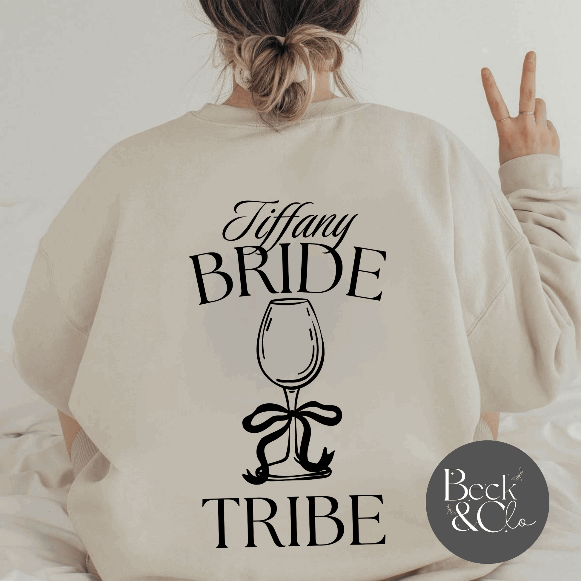 Personalised Bride Tribe Ribbon Glass Sweater Beck & Clo Design