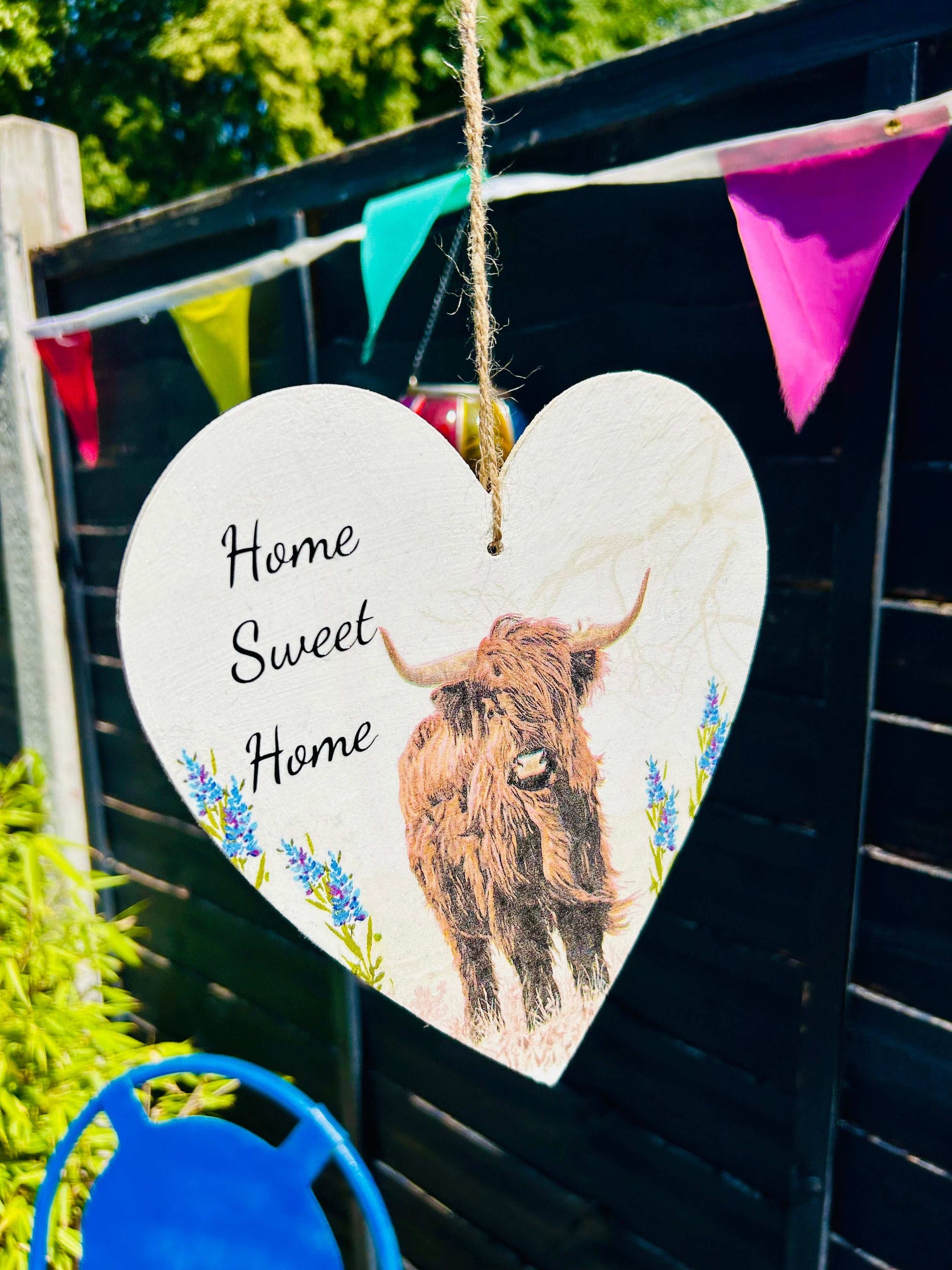 Highland Cow Home Sweet Home wooden sign