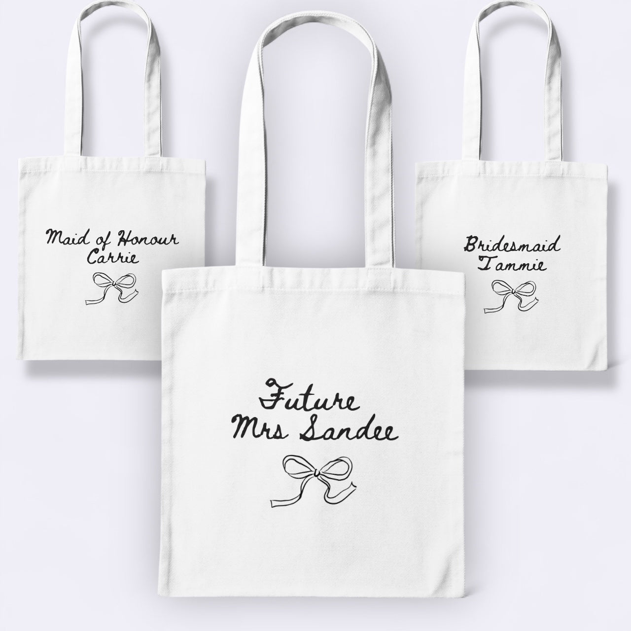 Personalised Doodle Wedding Tote Bag – “Mrs / Bridesmaid Role” – 40x40cm Wedding Design