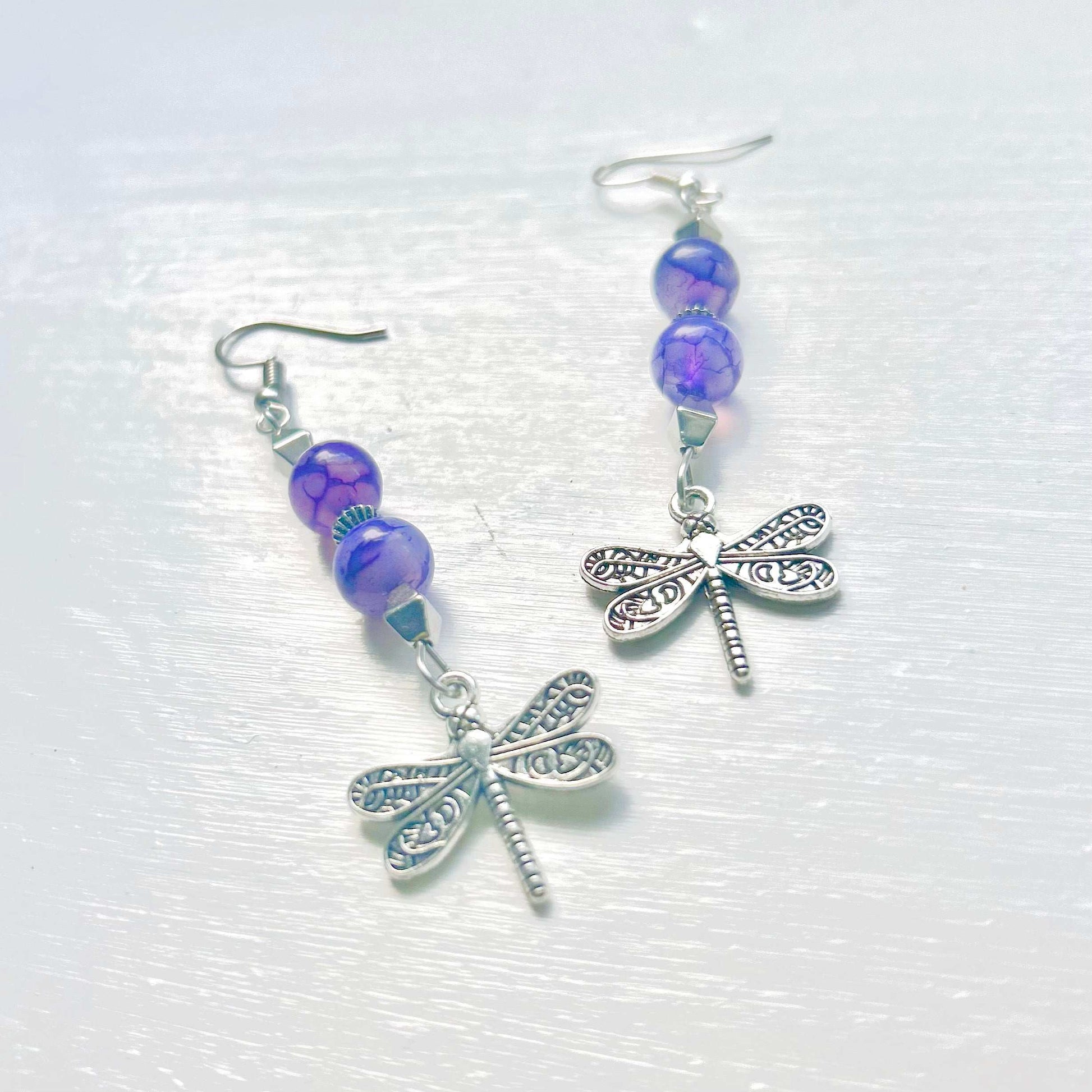 Purple Dragonfly Earrings