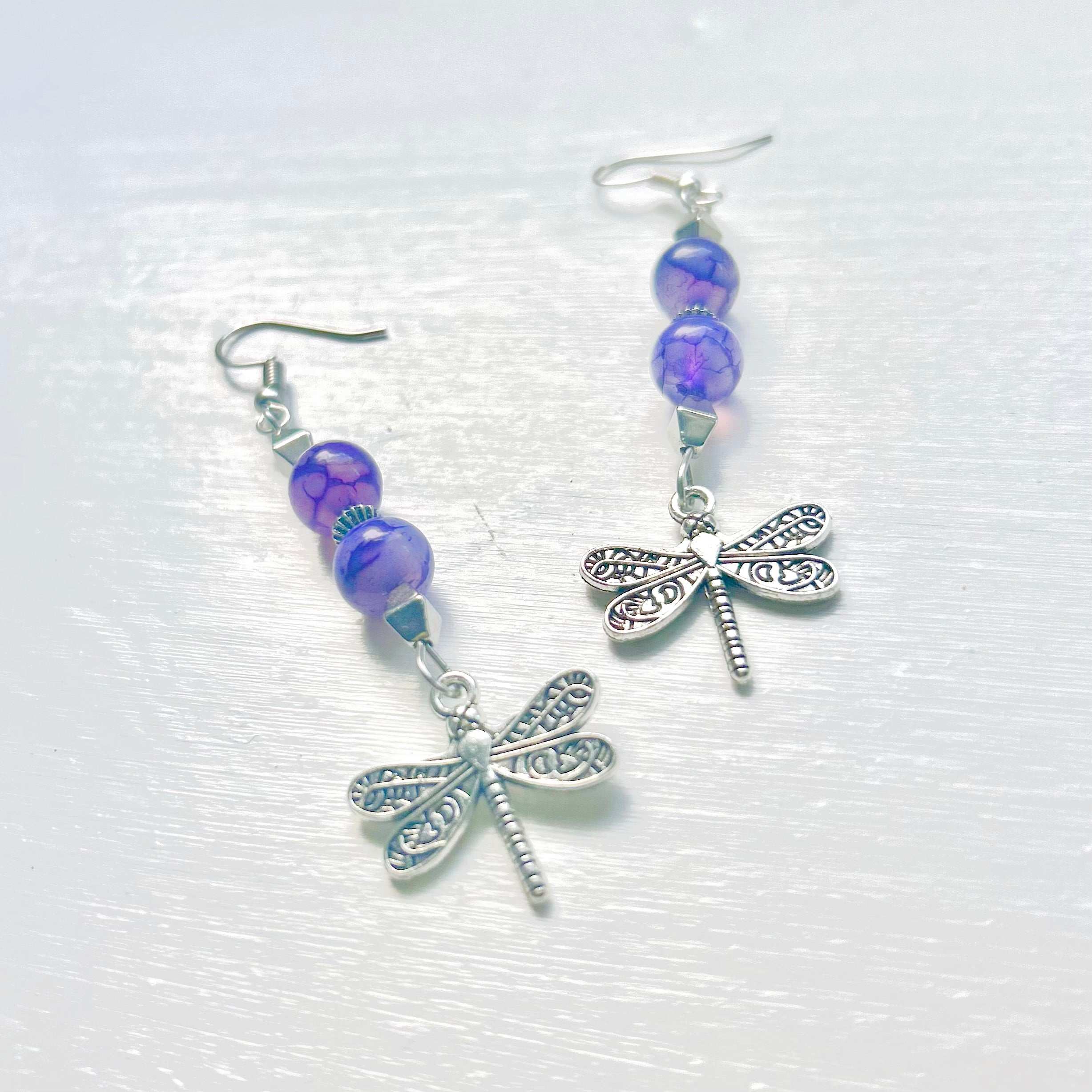 Purple Dragonfly Earrings