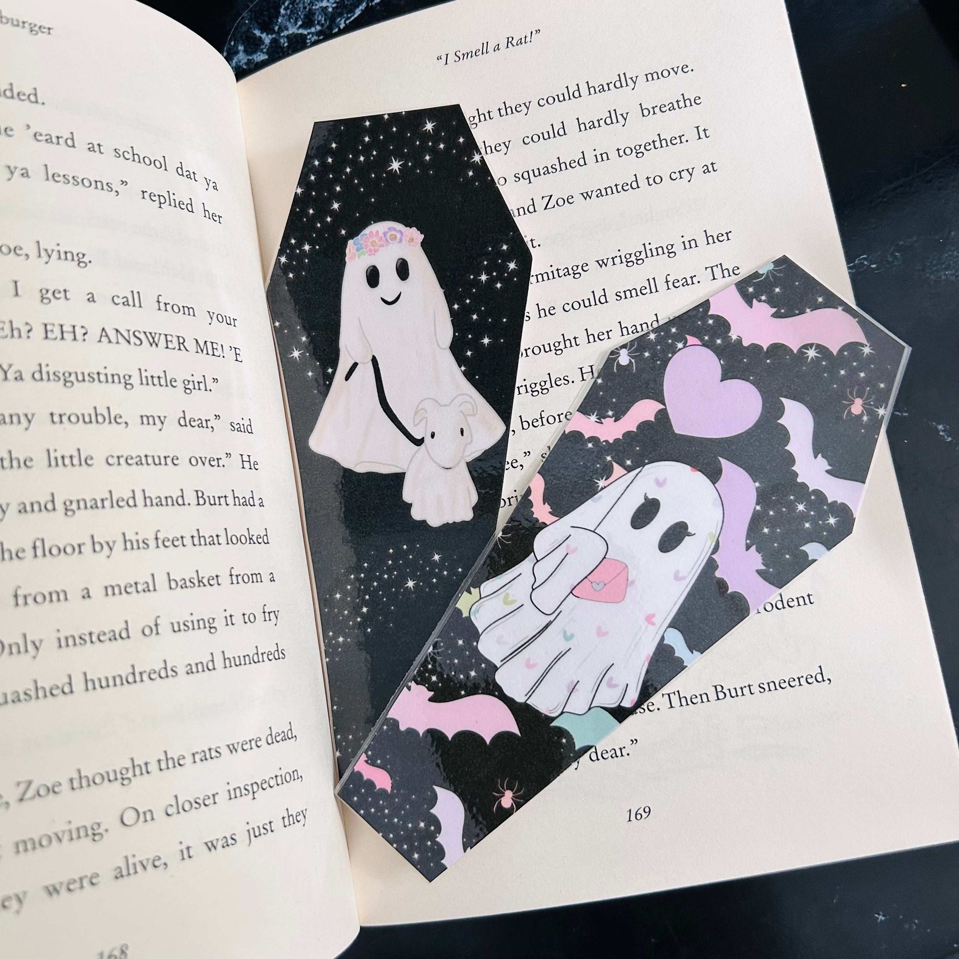 Ghostly Bookmark Coffin Shaped