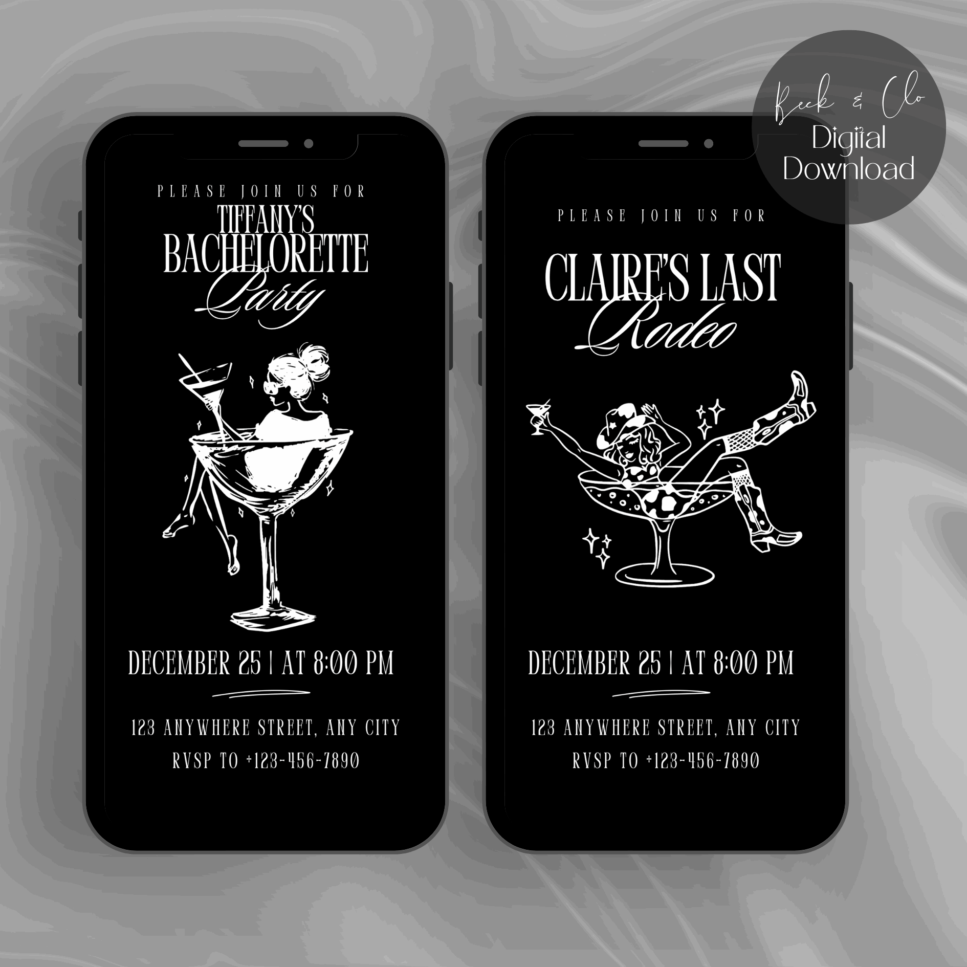 Martini girl event invite - digital template