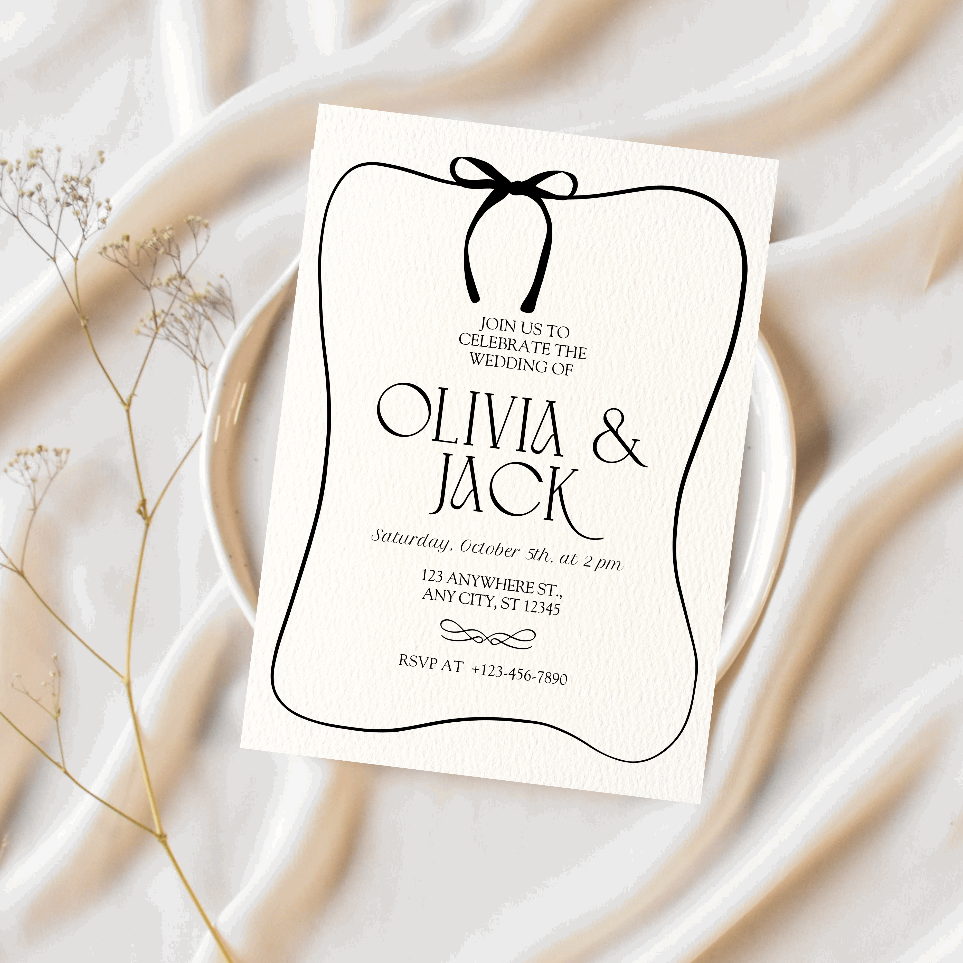 Black Bow invitation
