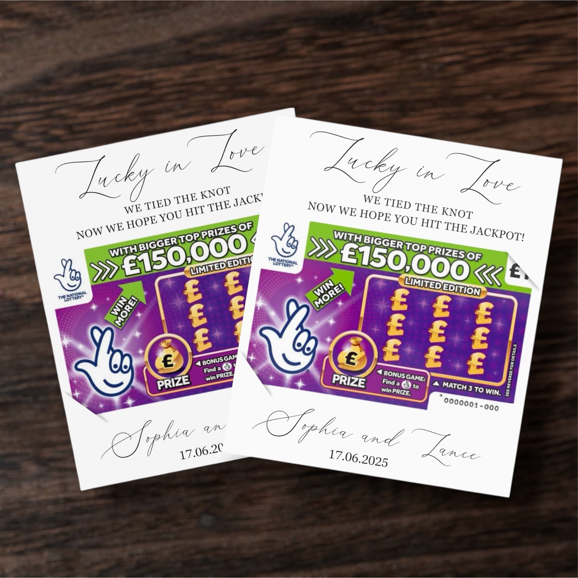 Personalised Wedding Favour Scratch Card Holder – Lucky in Love Design