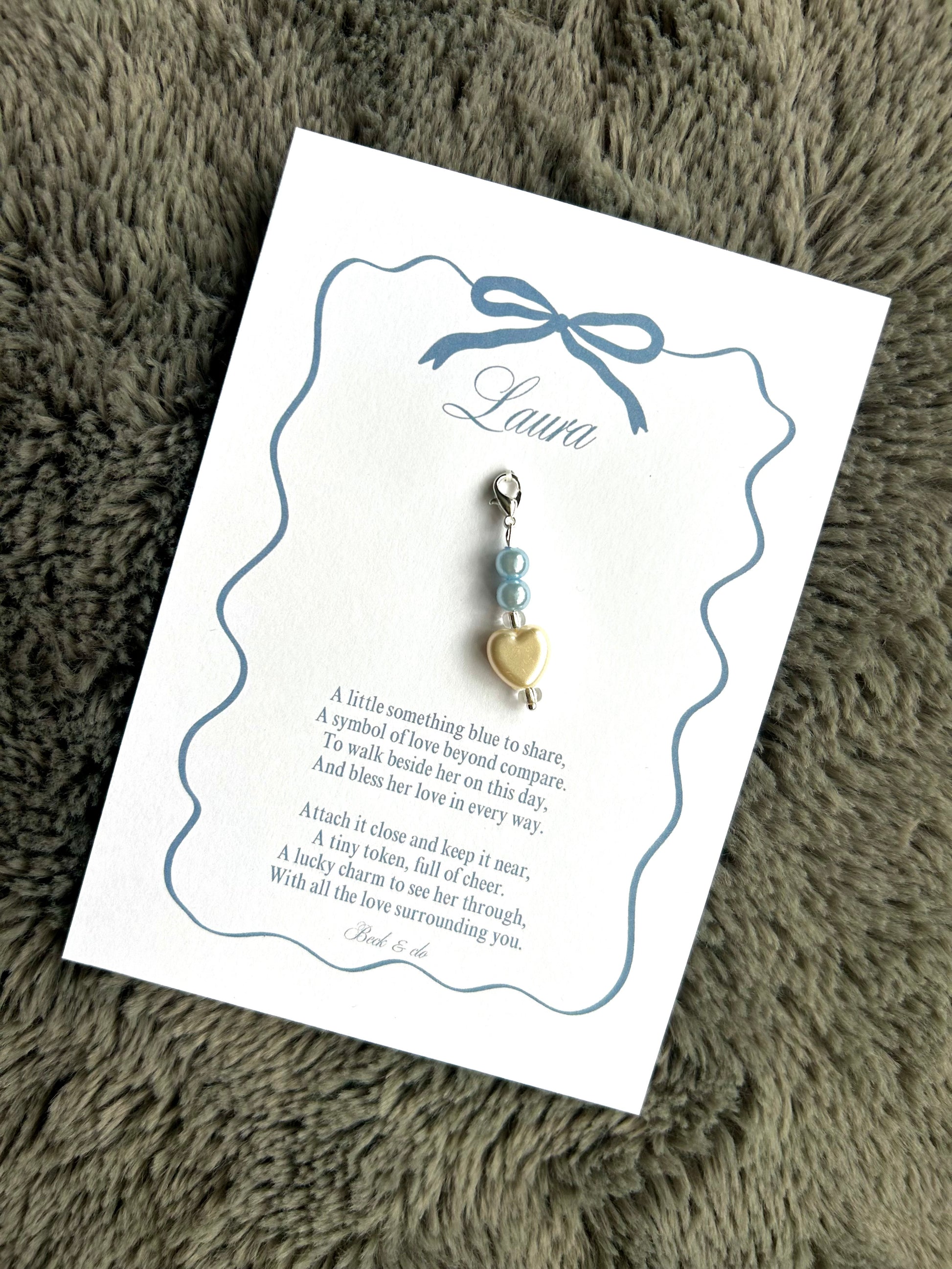 Something Blue Bridal Charm – Bouquet Keepsake Gift for the Bride Memorial