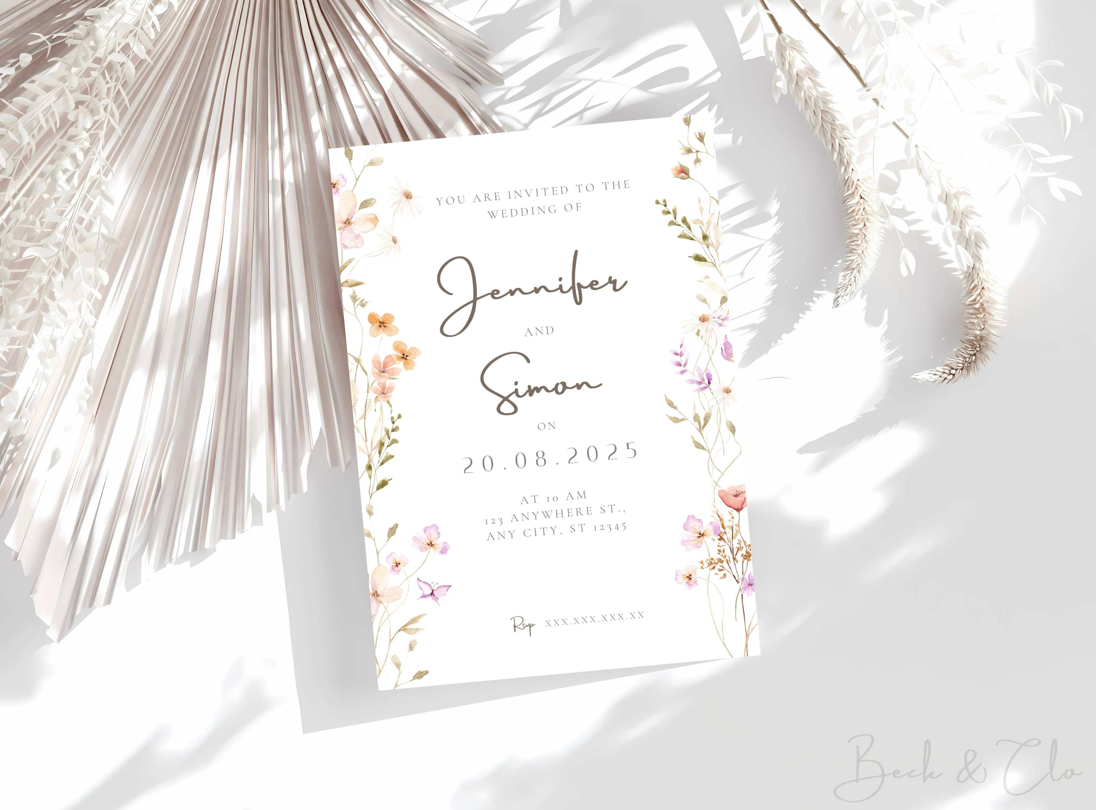 Jennifer Floral Wedding Invitation