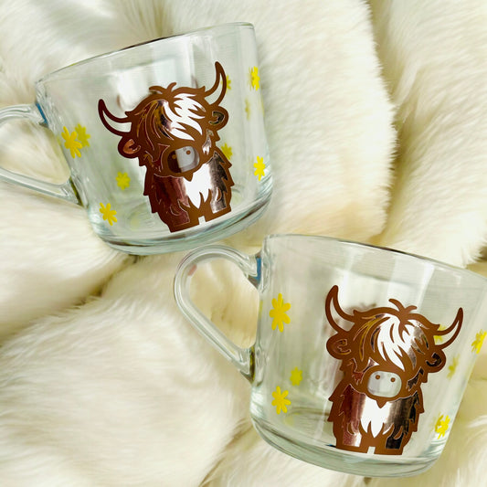 Highland Cow Glass Espresso Mug