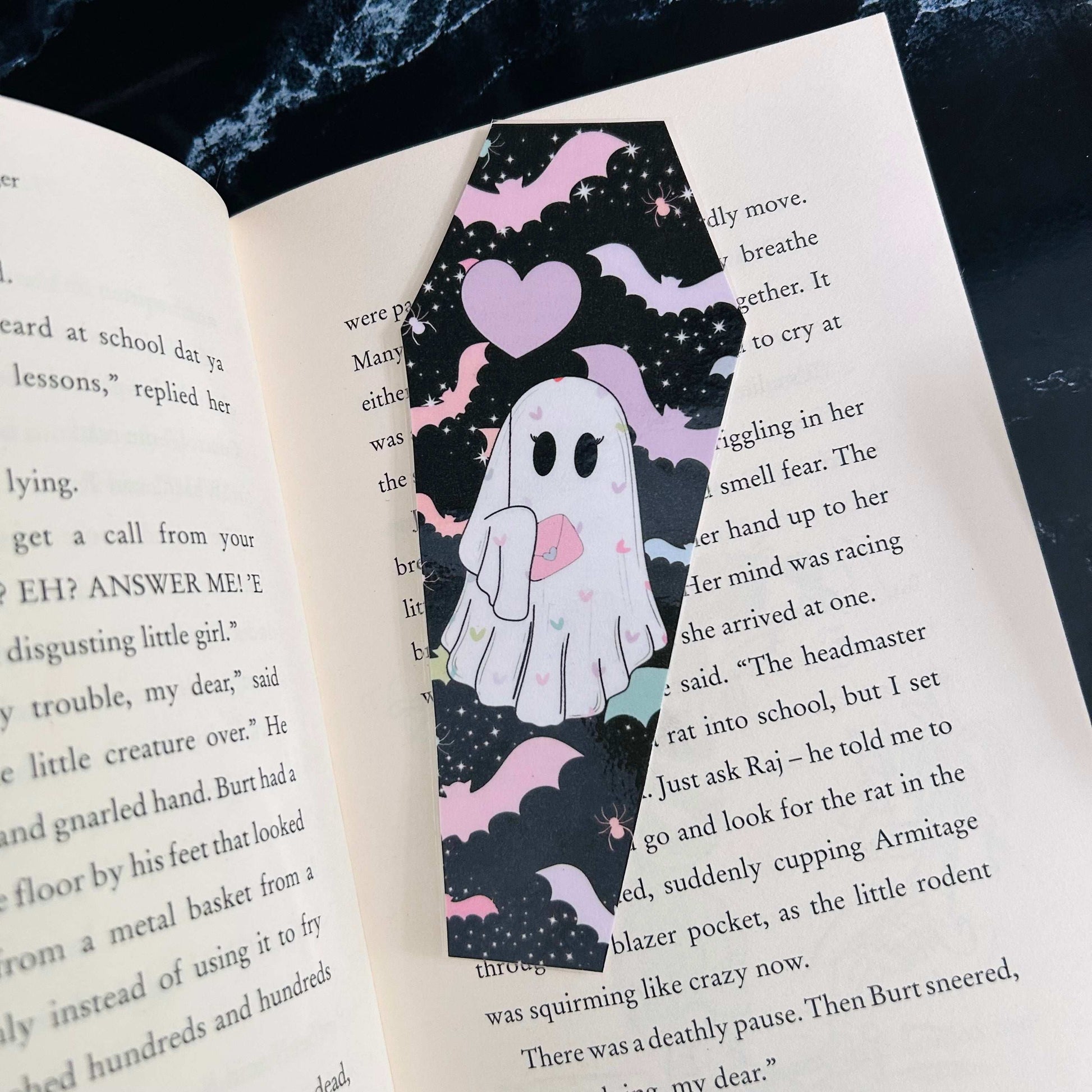 Ghostly Bookmark Coffin Shaped