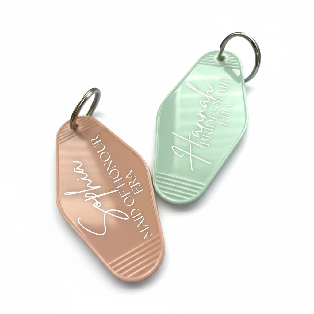 Motel Style Keychain Personalised for Bridal Party, Page Boy, Flower Girl, Bridesmaid Proposal Boxes & Groomsmen