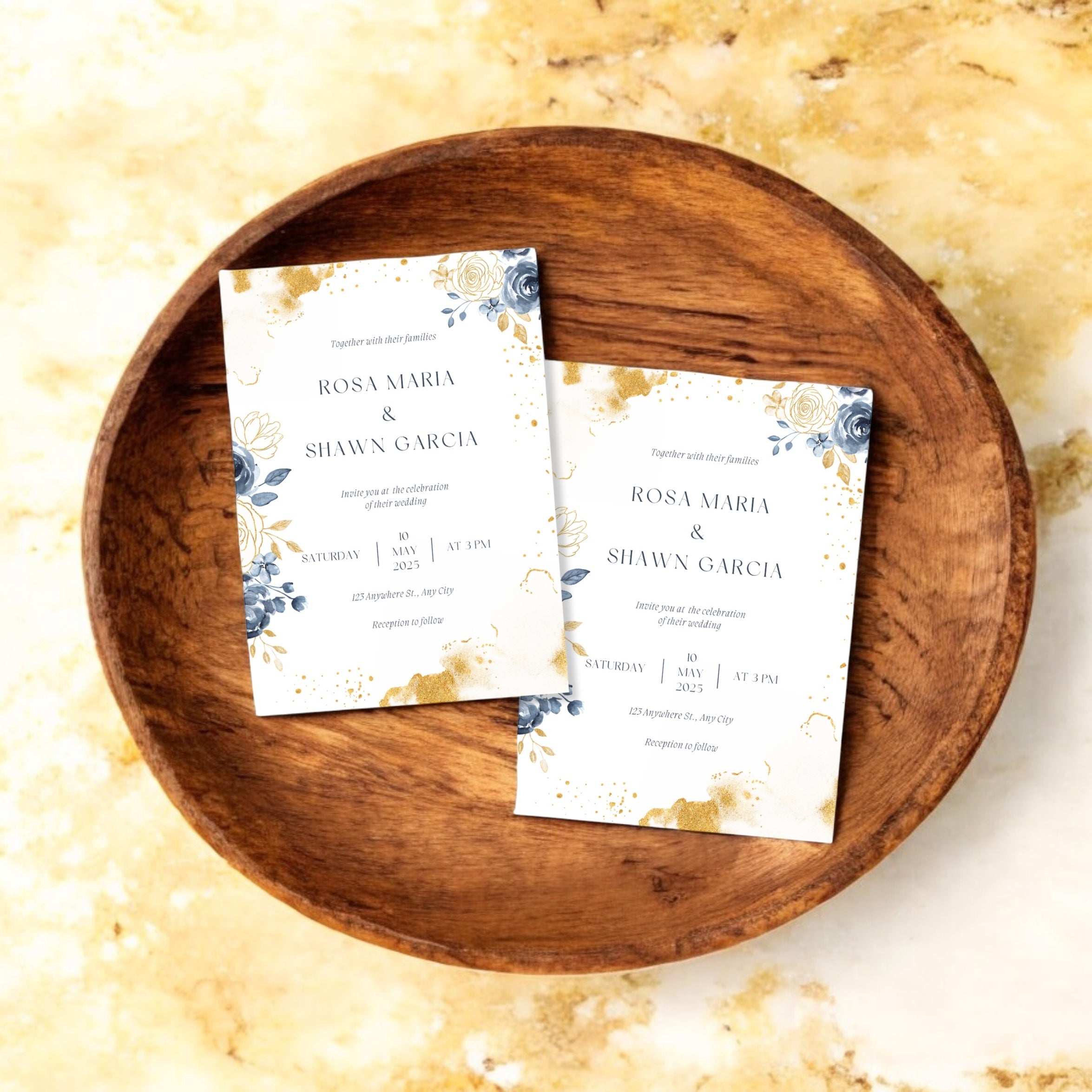 Rosa Gold Wedding Invitation