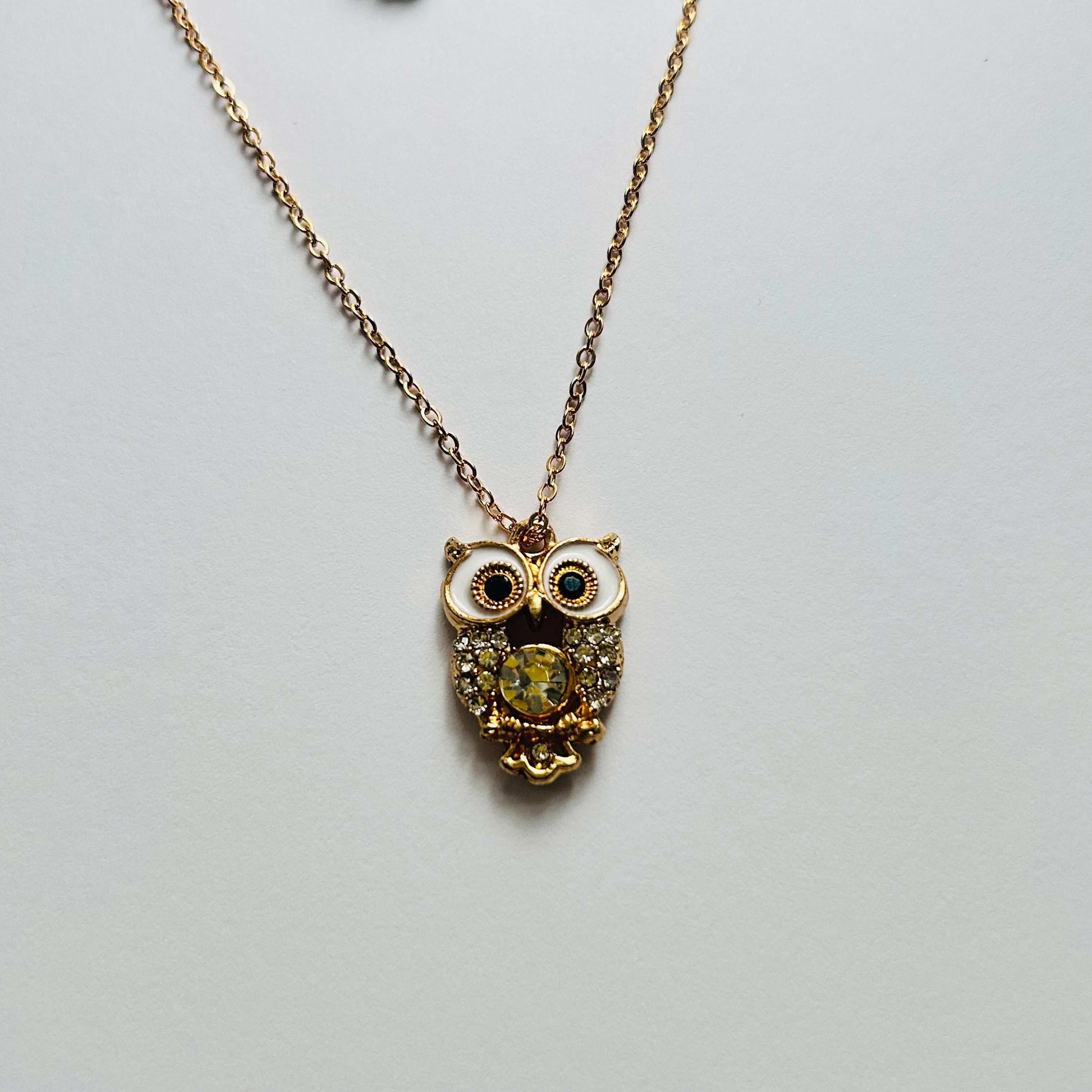 Owl Necklace and Hoop Earring Set