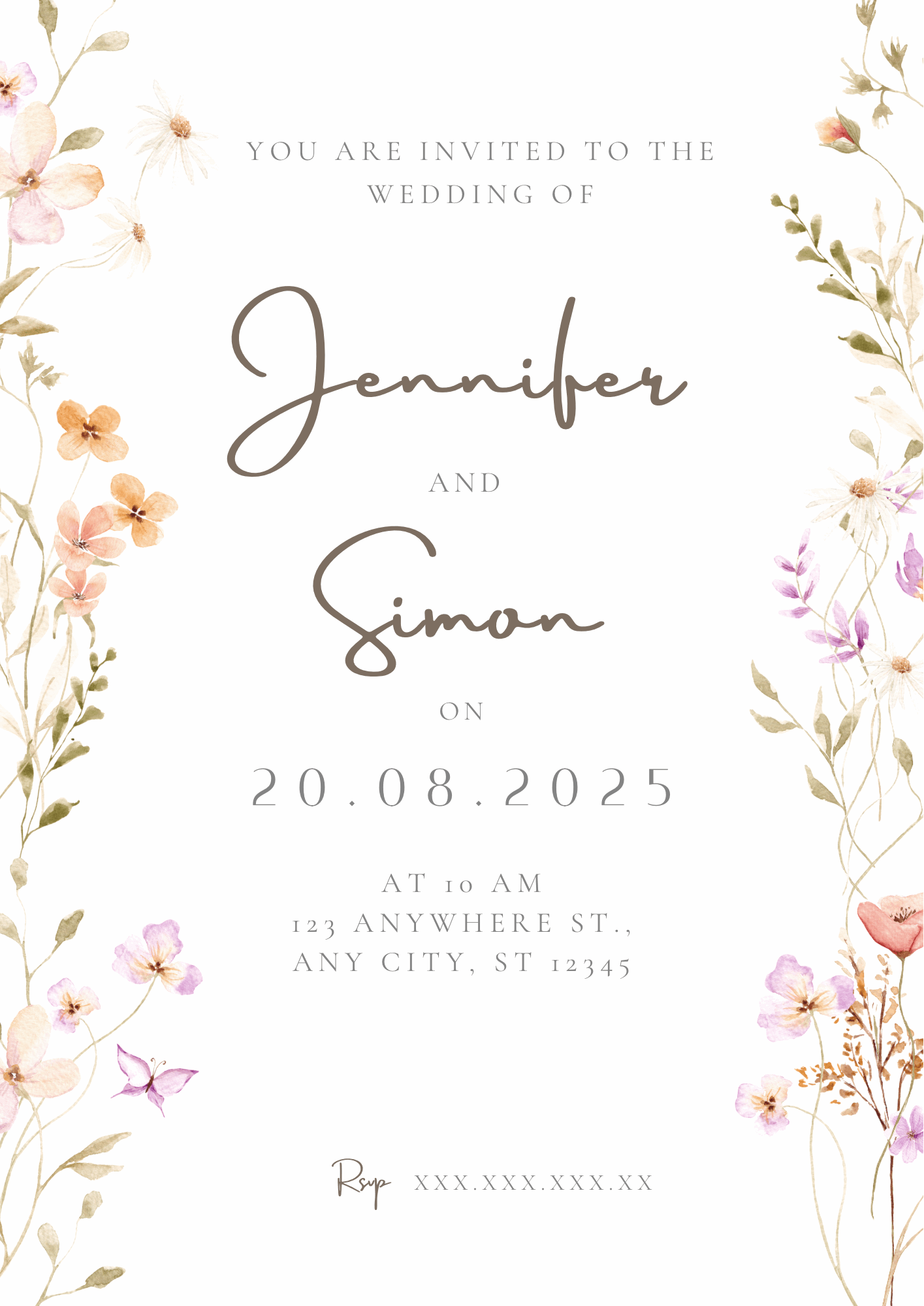 Jennifer Floral Wedding Invitation