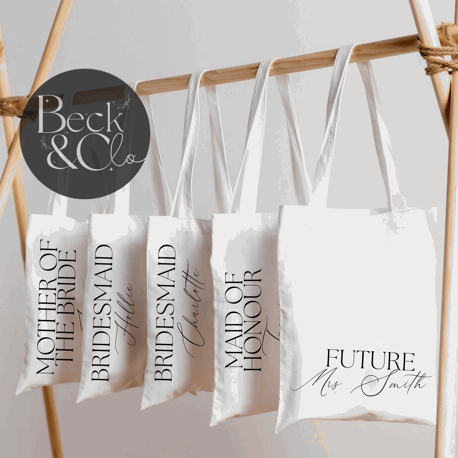 Personalised Wedding Tote Bag – “Future Mrs / Bridesmaid Role” – 40x40cm Wedding Design