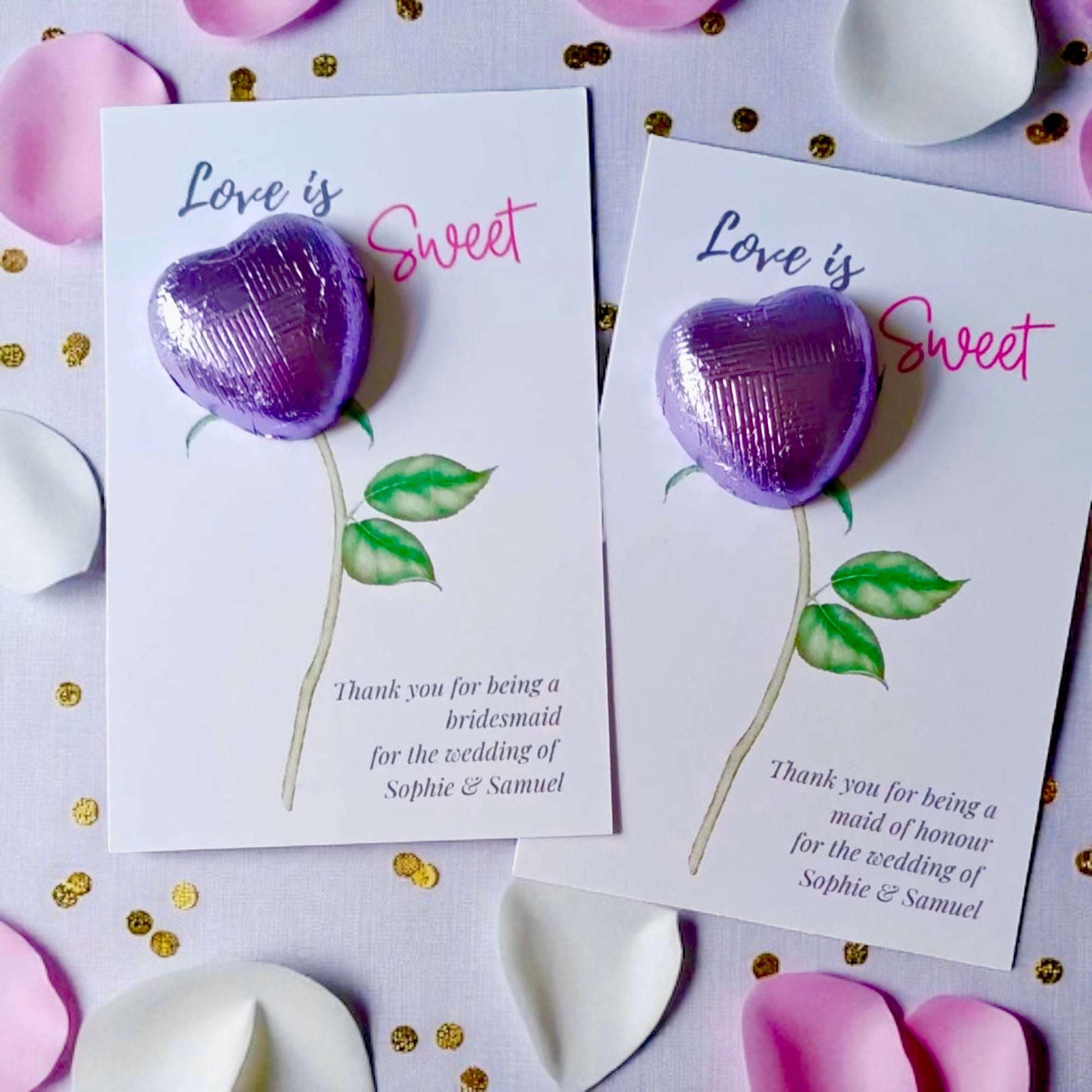 Love is sweet Chocolate Heart Rose Card - Favours, Gifts