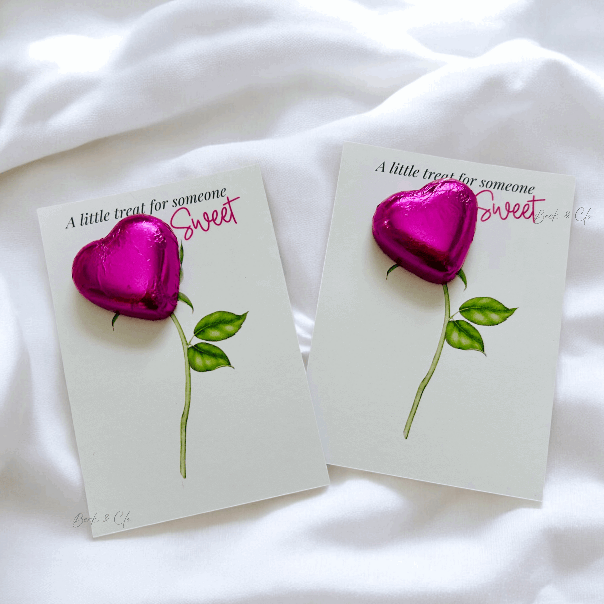 Love is sweet Chocolate Heart Rose Card - Favours, Gifts