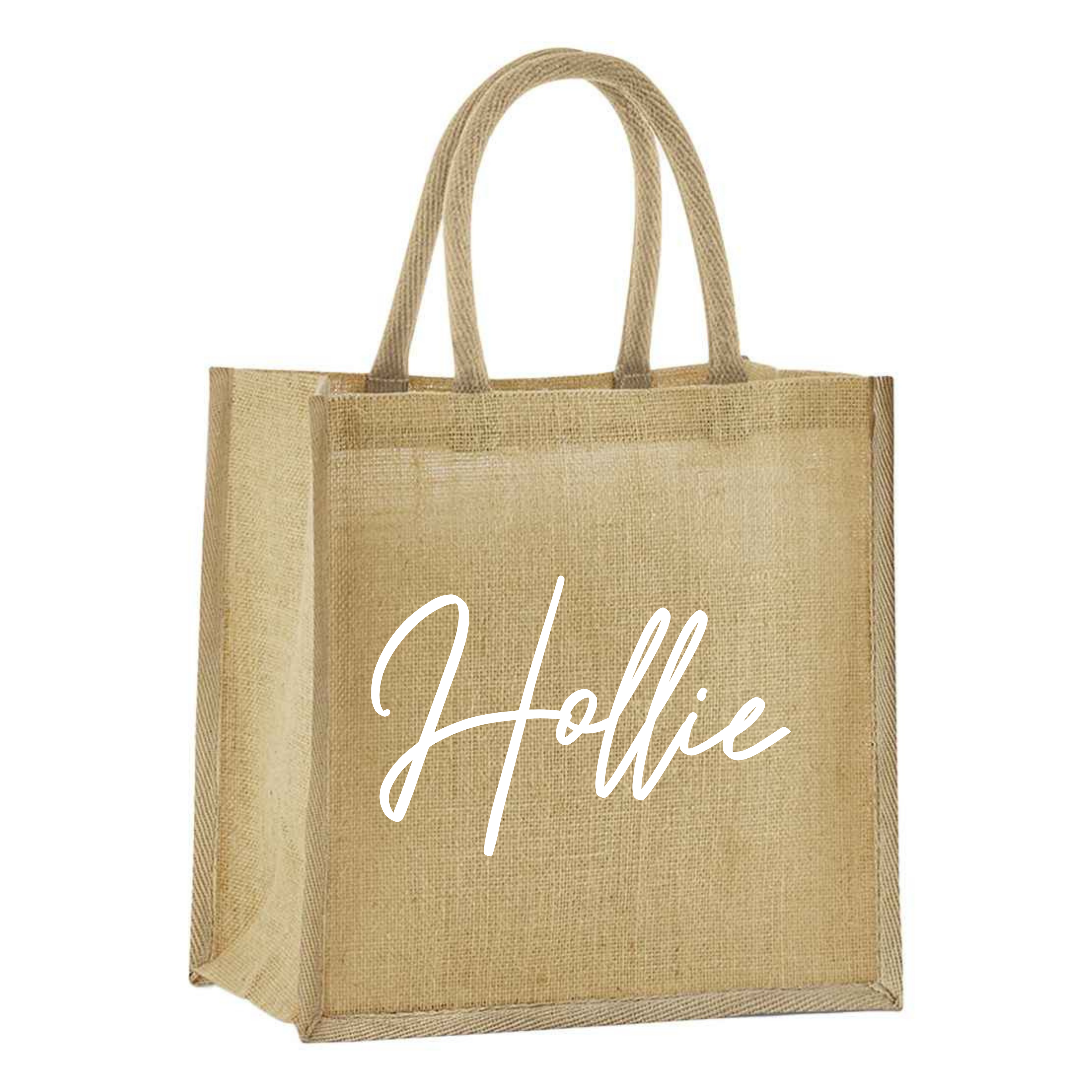 Personalised Natural Jute Midi Tote Bag – 22x26x14 cm