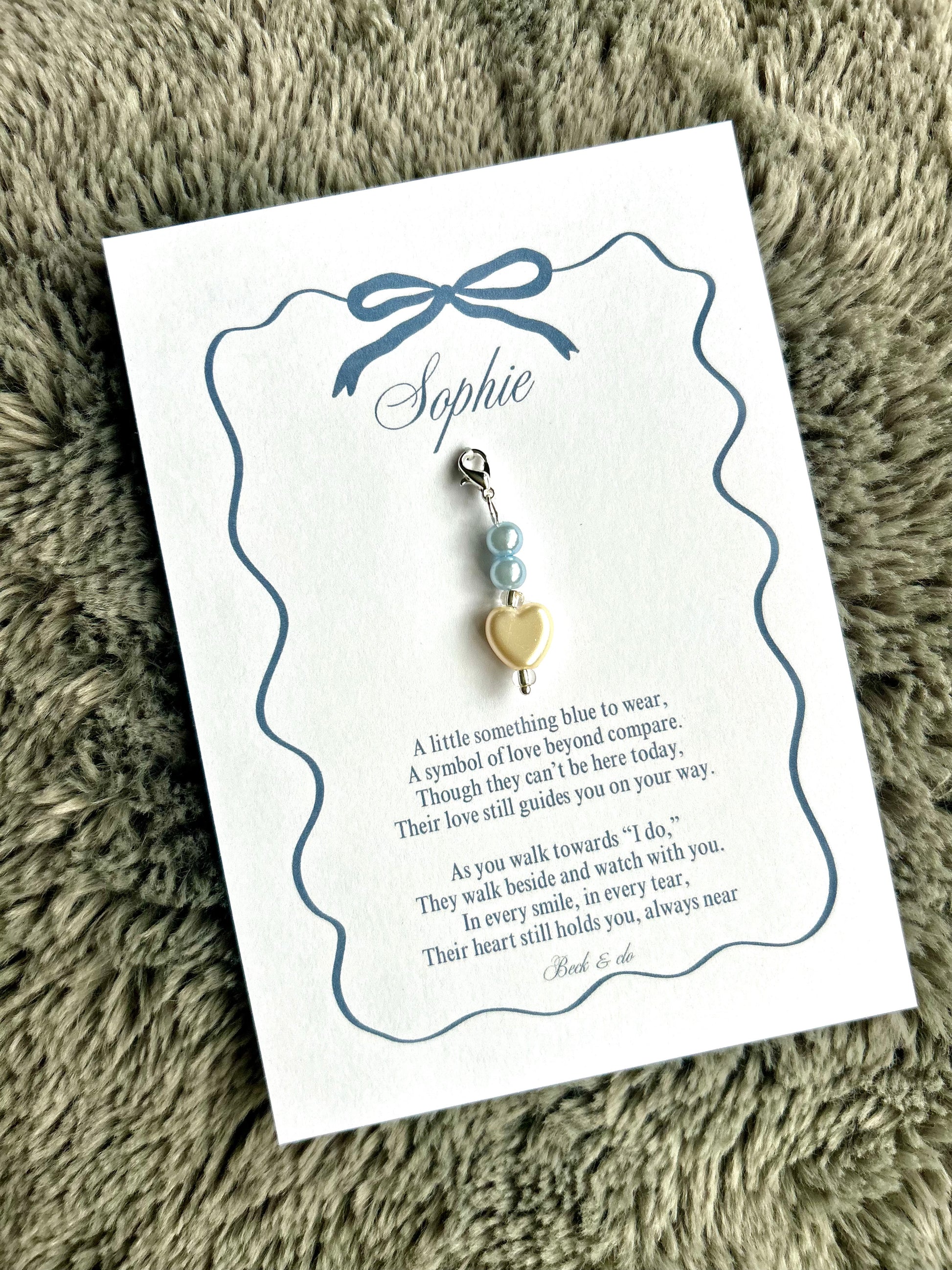 Something Blue Bridal Charm – Bouquet Keepsake Gift for the Bride Memorial