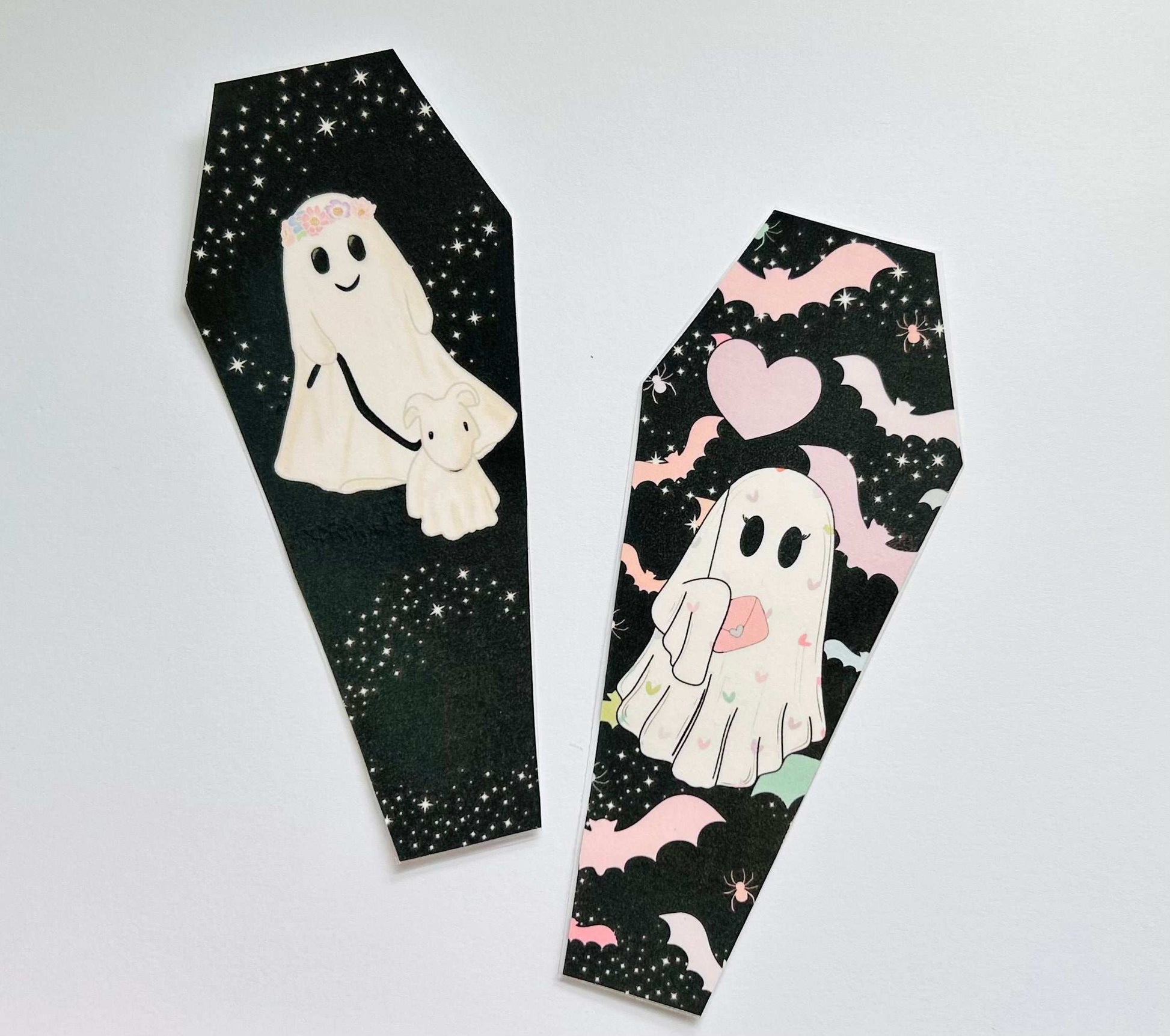 Ghostly Bookmark Coffin Shaped