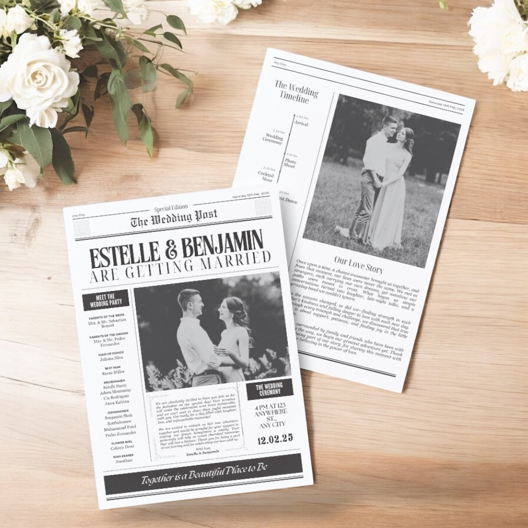 Estelle Newspaper Wedding Invitation