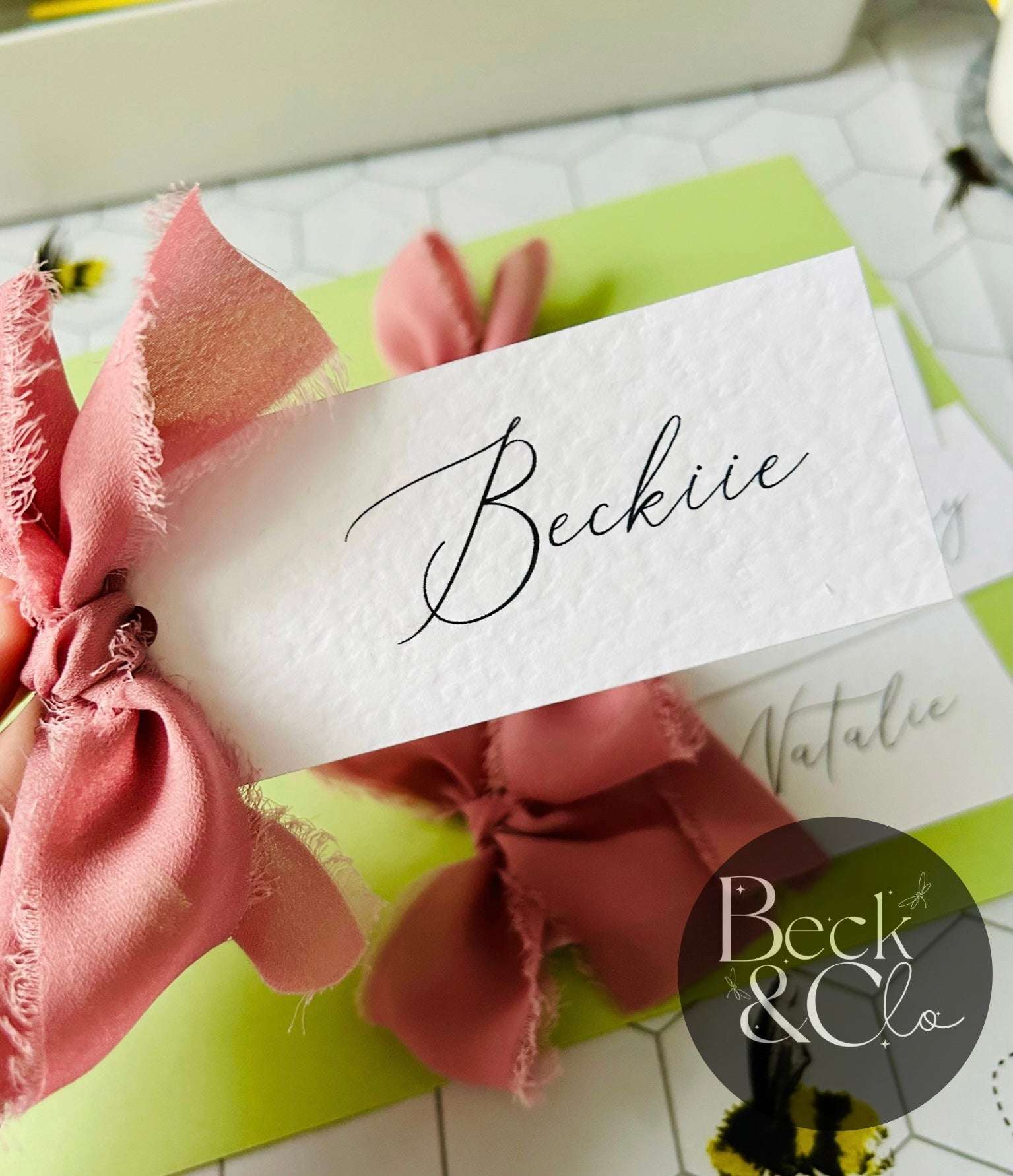 Ribbon Name placement / Reserved cards for weddings