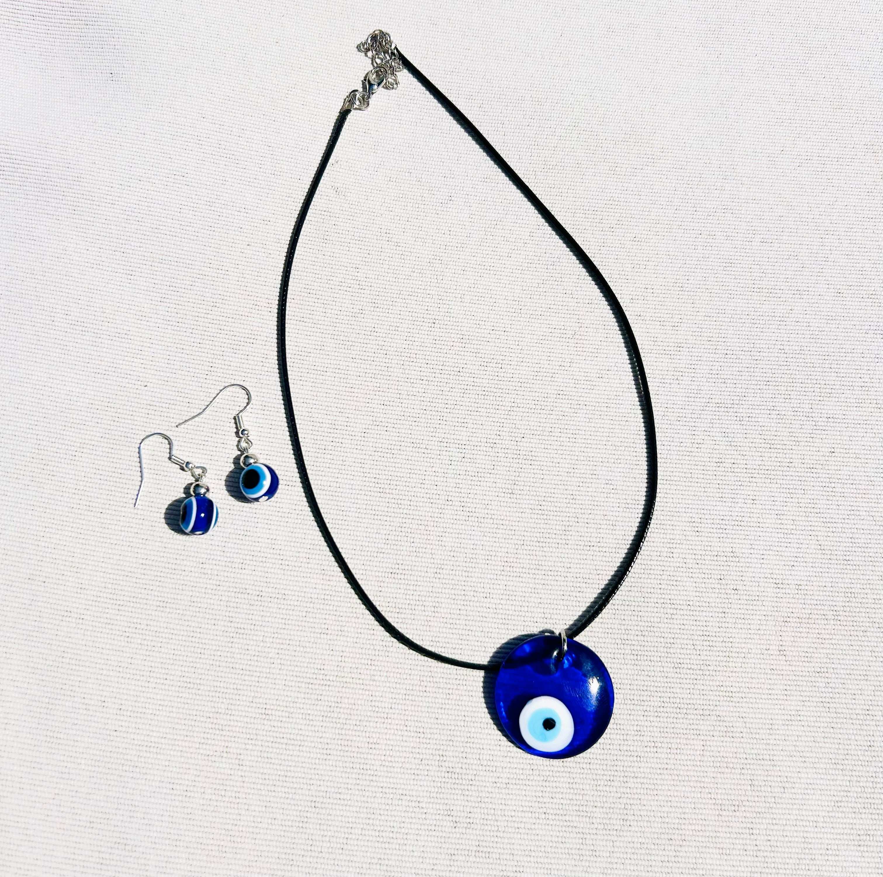 Evil Eye Necklace and Earrings
