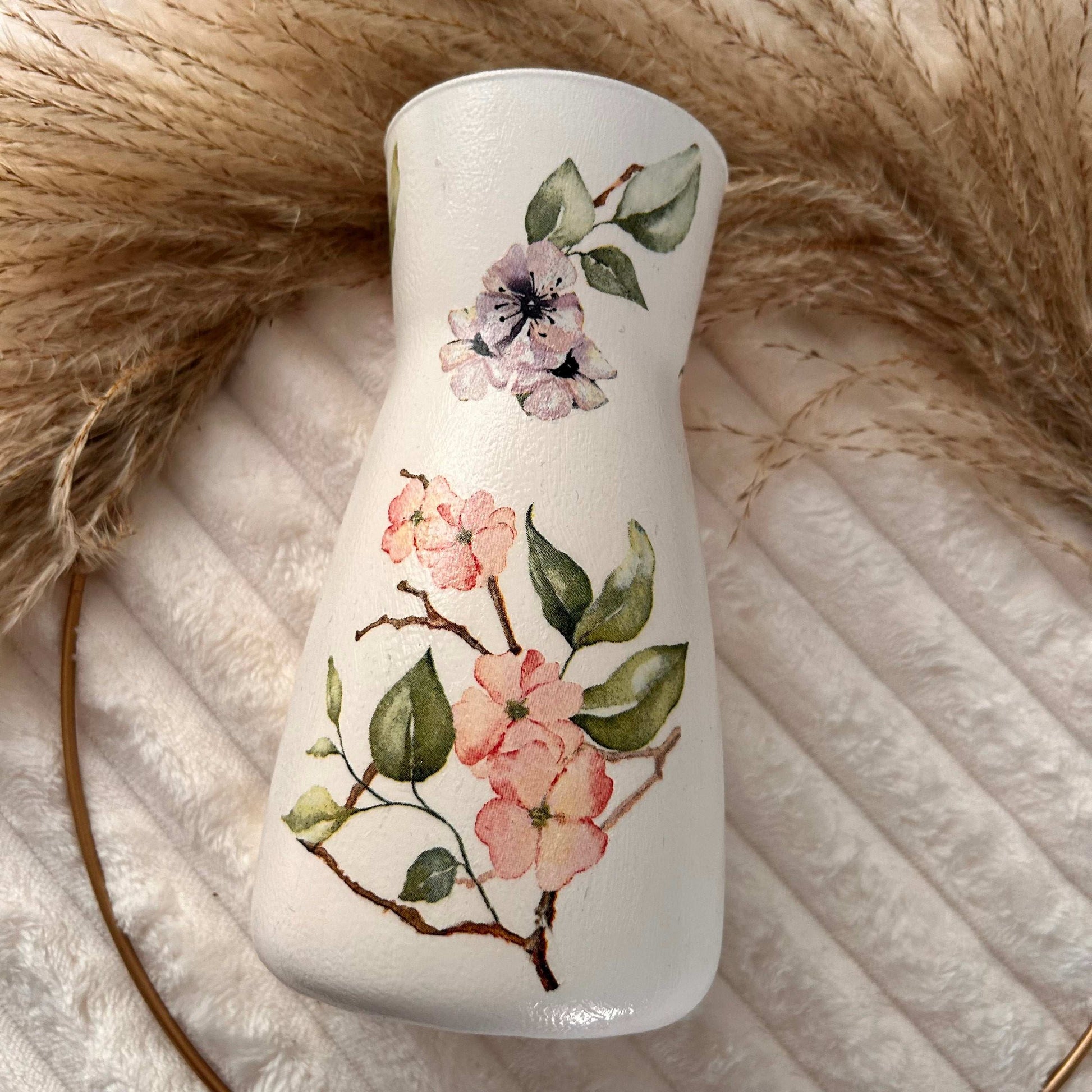 Floral Bird Decoupage Vase