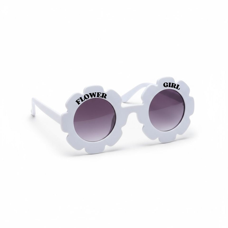 Flower Girl Sunglasses – White Flower Shaped Glasses for Kids | Flower Girl Proposal Accessories