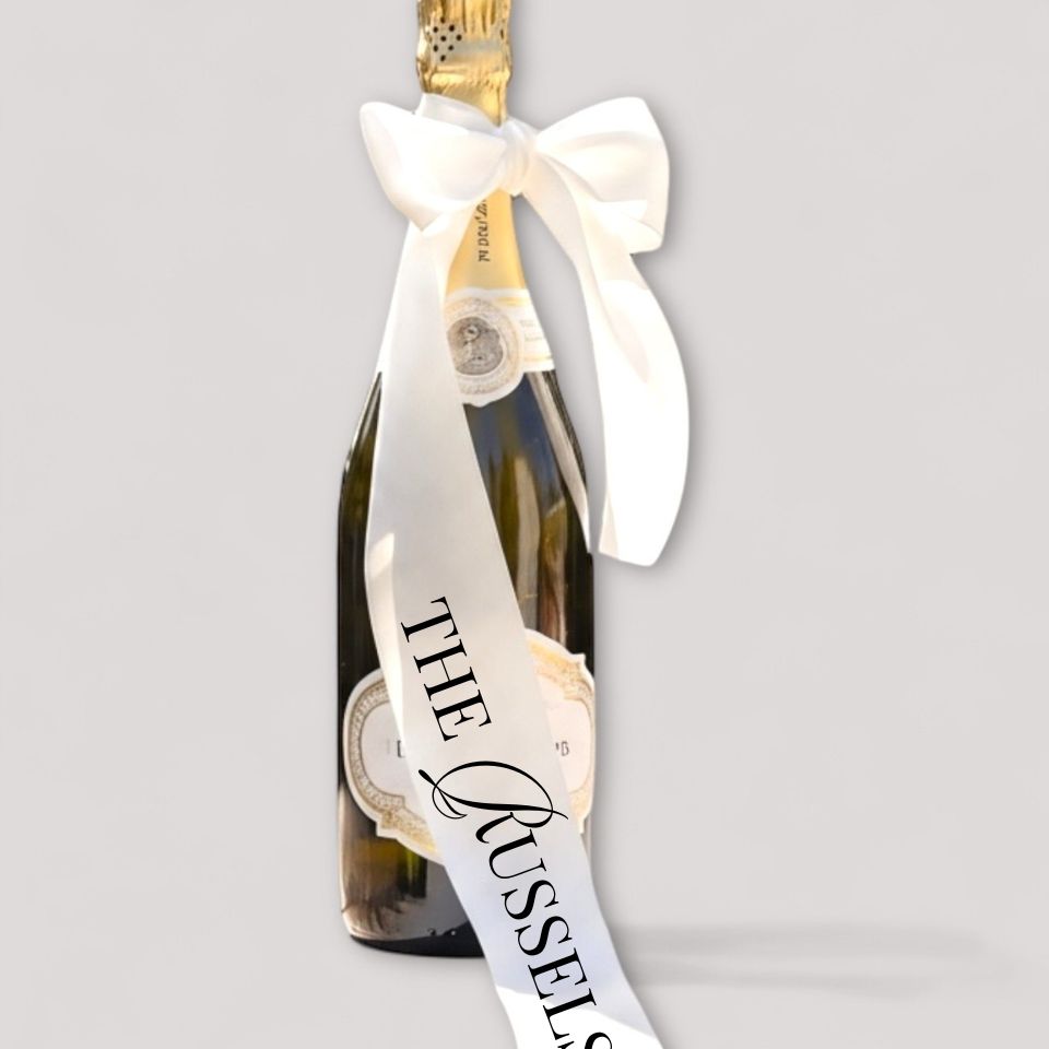 Large Wedding Ribbon Bow for Champagne Bottles – White Silk & Colour Options, Perfect Wedding Display or Bride & Groom Gift