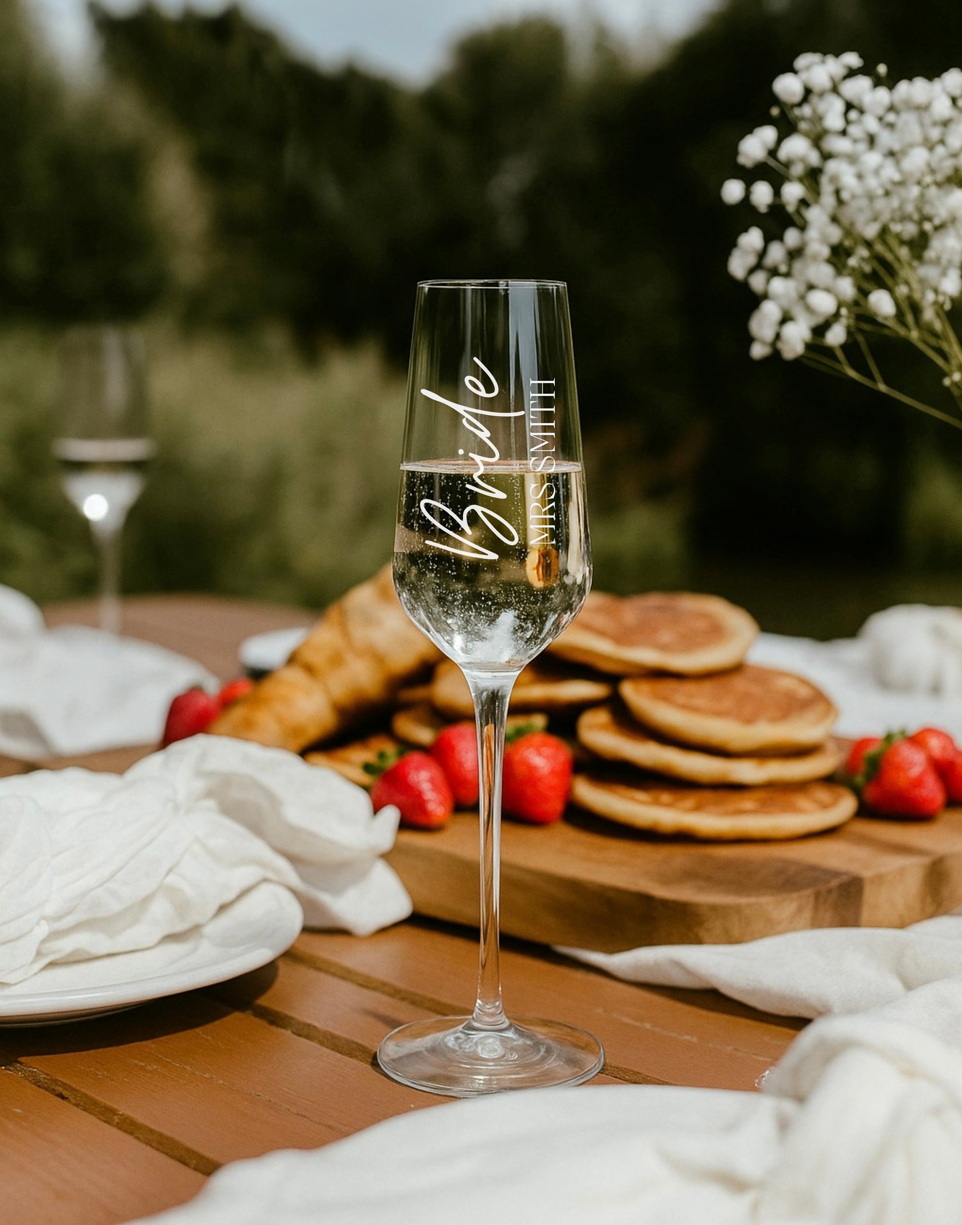 Personalised Wedding Champagne Flutes and Decals