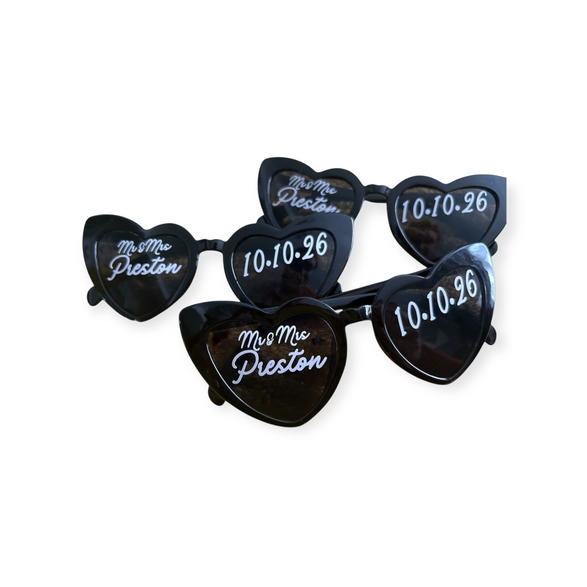Personalised Heart Shaped Sunglasses + Custom Stickers Wedding Prop Accessories Hen Party