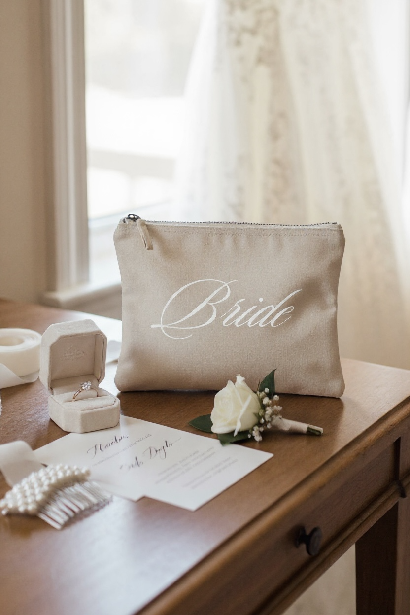 Bride Canvas Makeup Bag – Wedding Morning Essentials & Discreet Day Storage