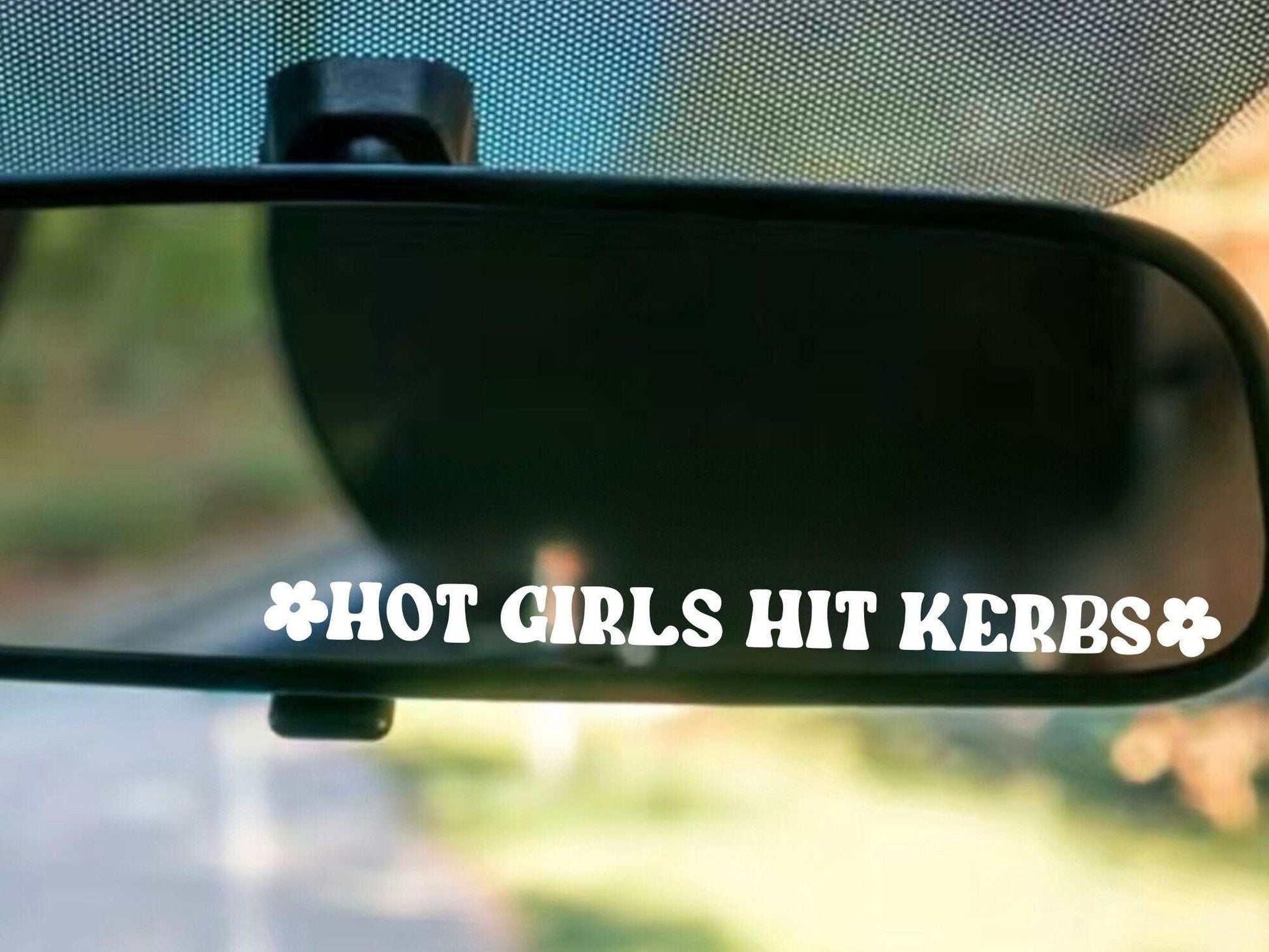Hot girl hit curbs | Car Mirror Decal | Rearview Mirror Decal | Vinyl Decal | Mirror Decal | Mirror Sticker | Funny Car Sticker | Cute Decal