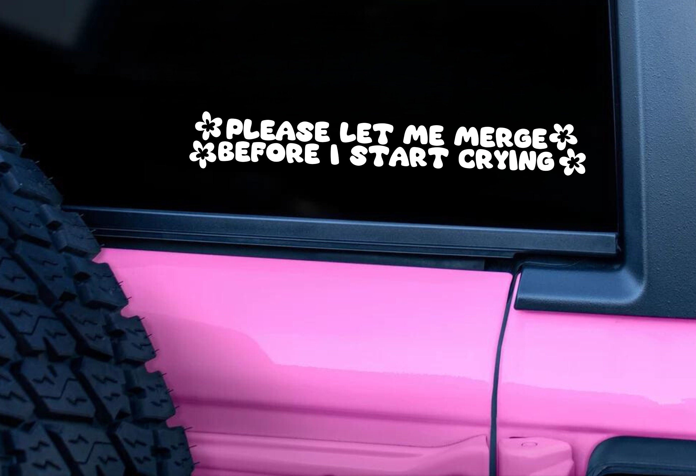 Funny Car Sticker | Please let me merge crying | Car Sticker | Colour Options | Cute Car Sticker | 6 8 inches | Pink Car Sticker | Girl