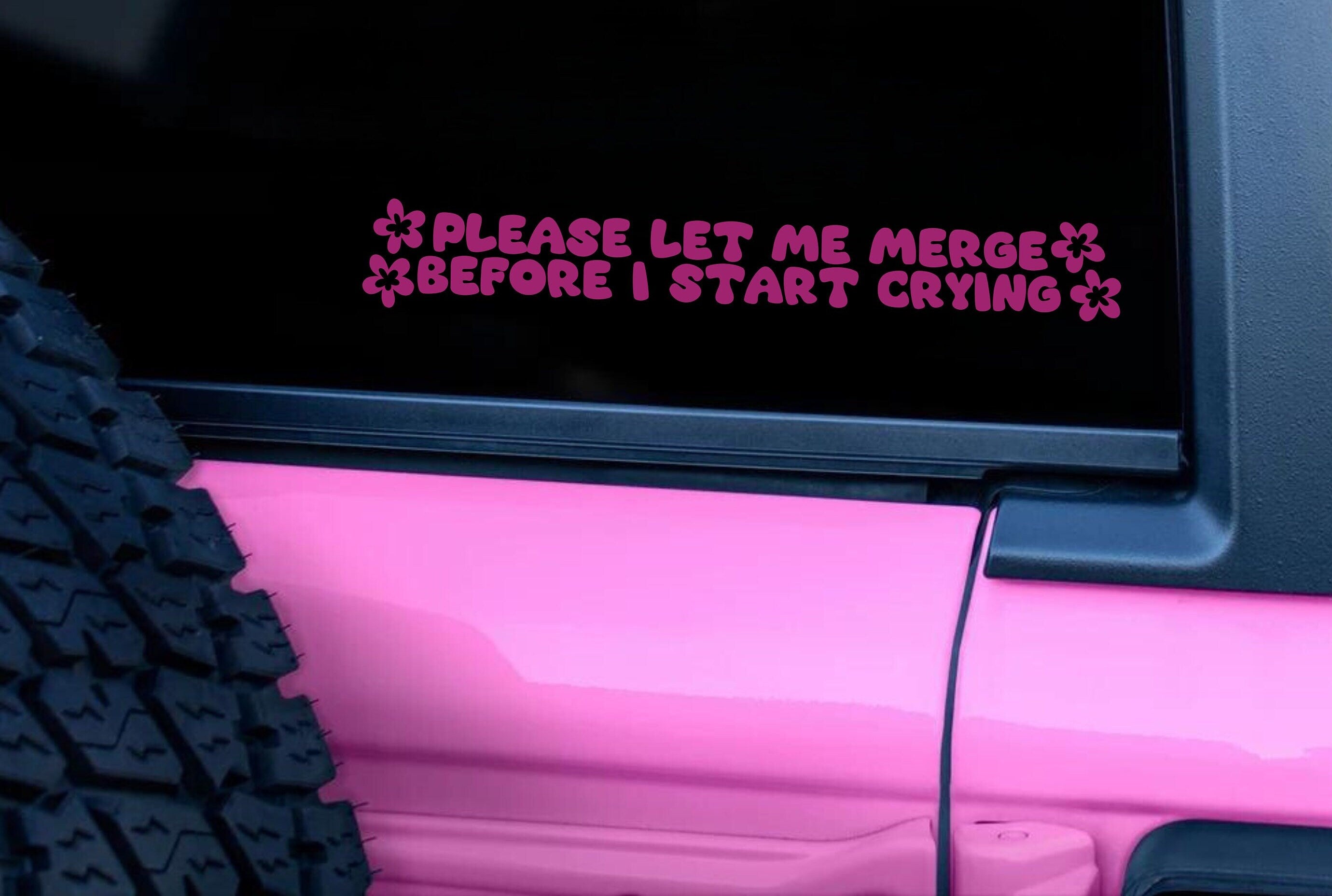 Funny Car Sticker | Please let me merge crying | Car Sticker | Colour Options | Cute Car Sticker | 6 8 inches | Pink Car Sticker | Girl
