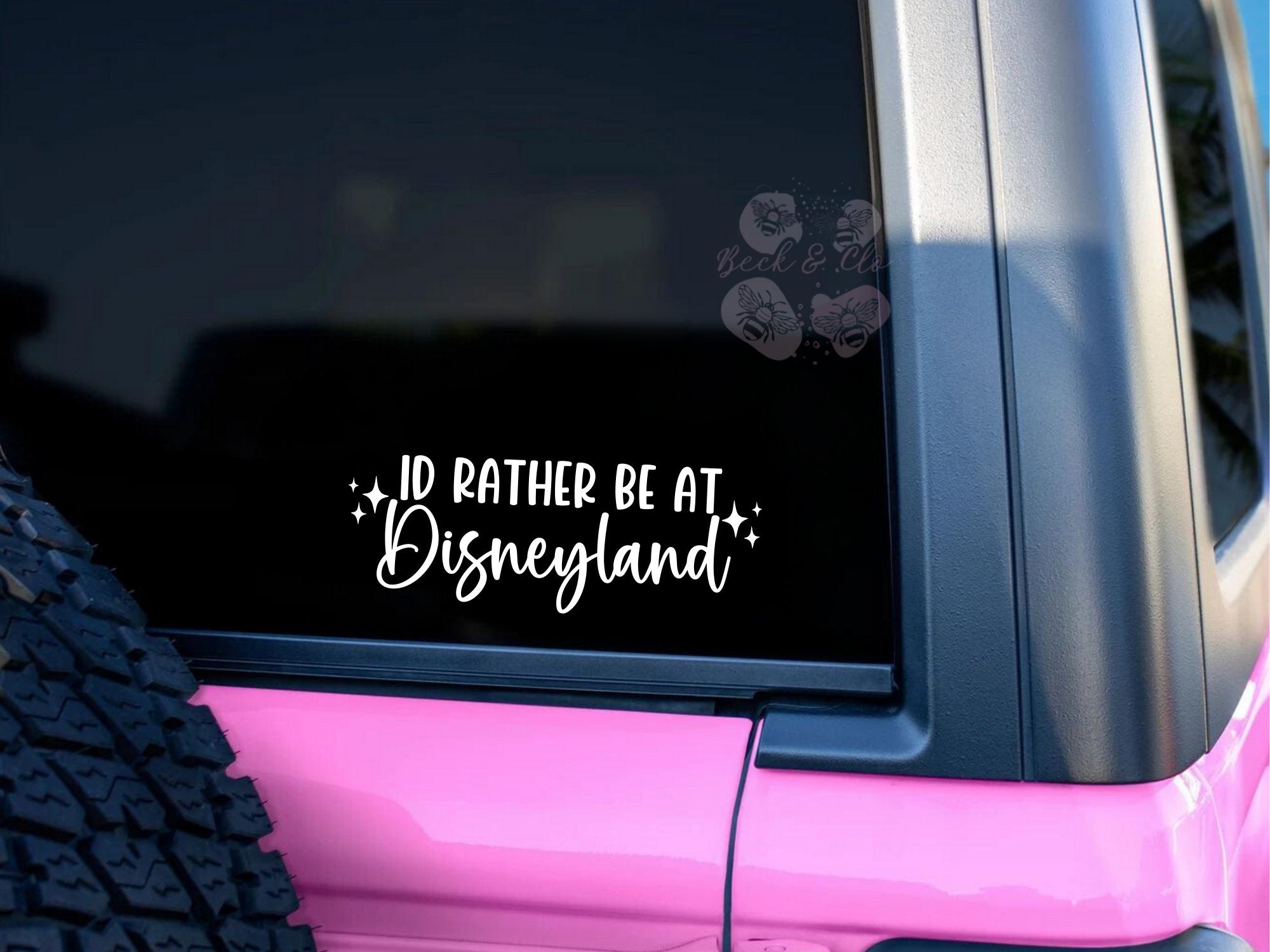 Funny Car Sticker | I’d rather be at disneyland | Car Sticker | Colour Options | Car Sticker | 6 inches | Pink Car Sticker | Stars Hollow