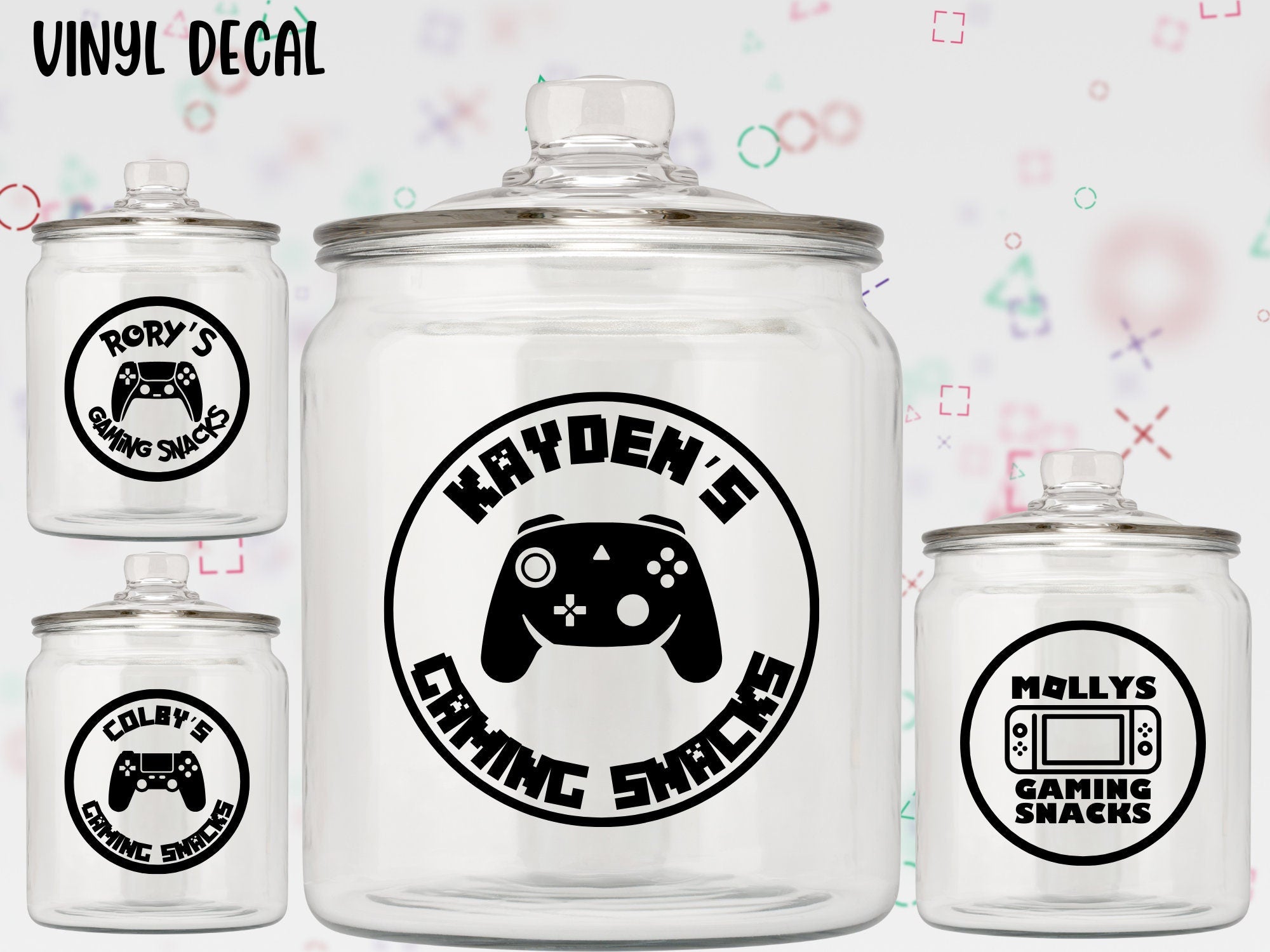 Gaming snacks decal | Gamers Snacks Jar Sticker | PlayStation Xbox Switch | Cute sticker gifts for gamers | Adorable gifts