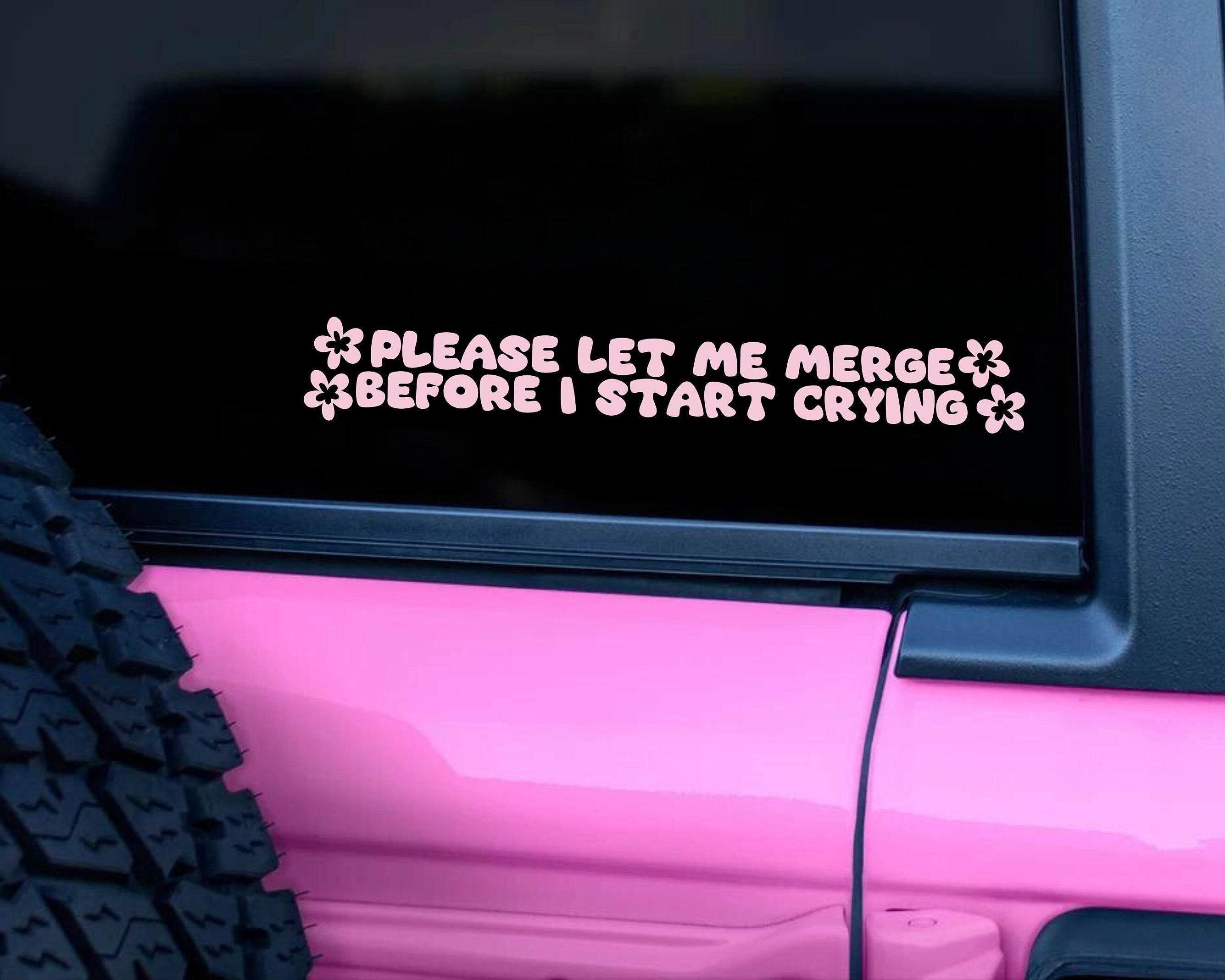 Funny Car Sticker | Please let me merge crying | Car Sticker | Colour Options | Cute Car Sticker | 6 8 inches | Pink Car Sticker | Girl