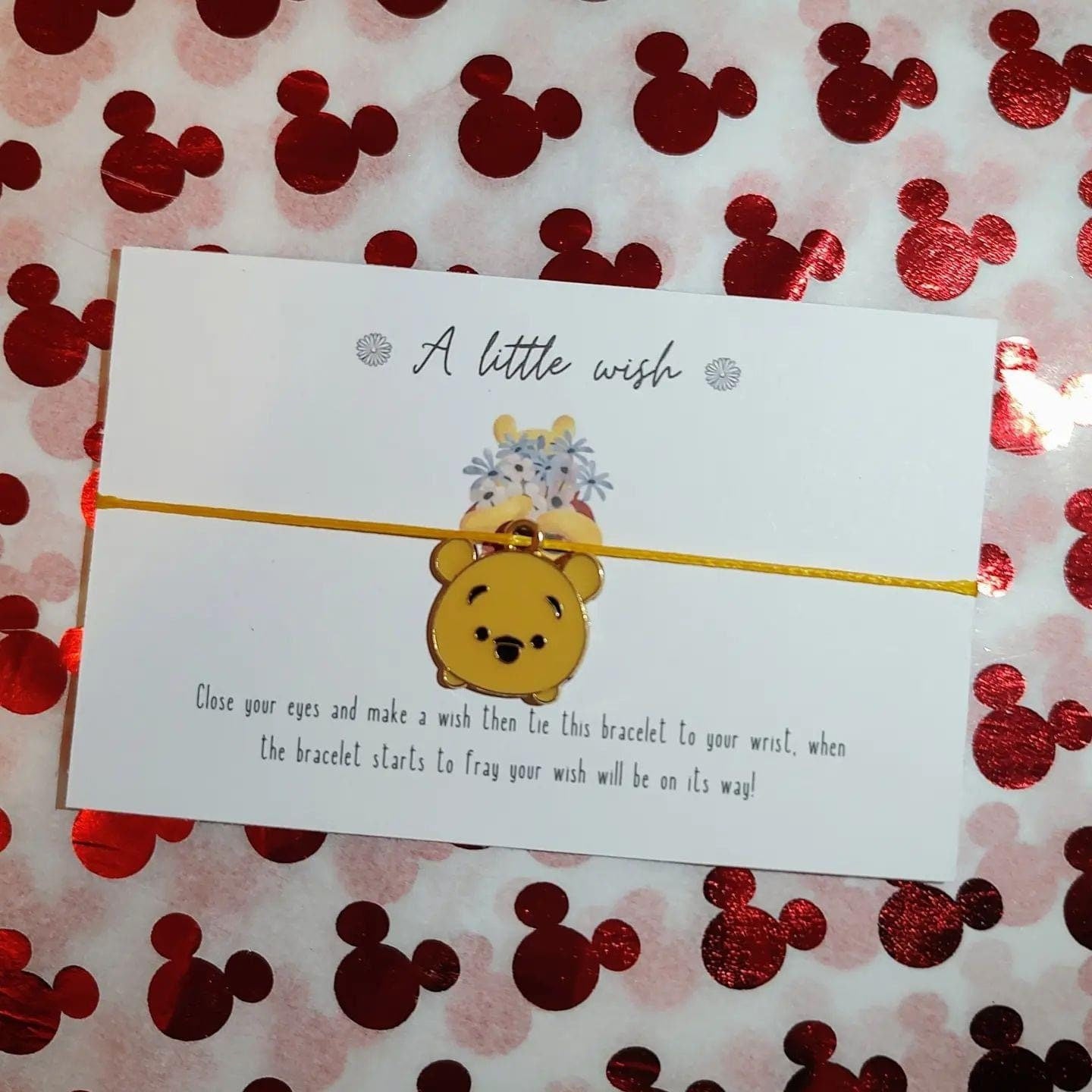 Wish Bracelet Gift | Pooh Party Favours | Cute Birthday Gift | Charm Bracelet | Birthday Wish | Birthday Gifts For Unisex | Sentimental